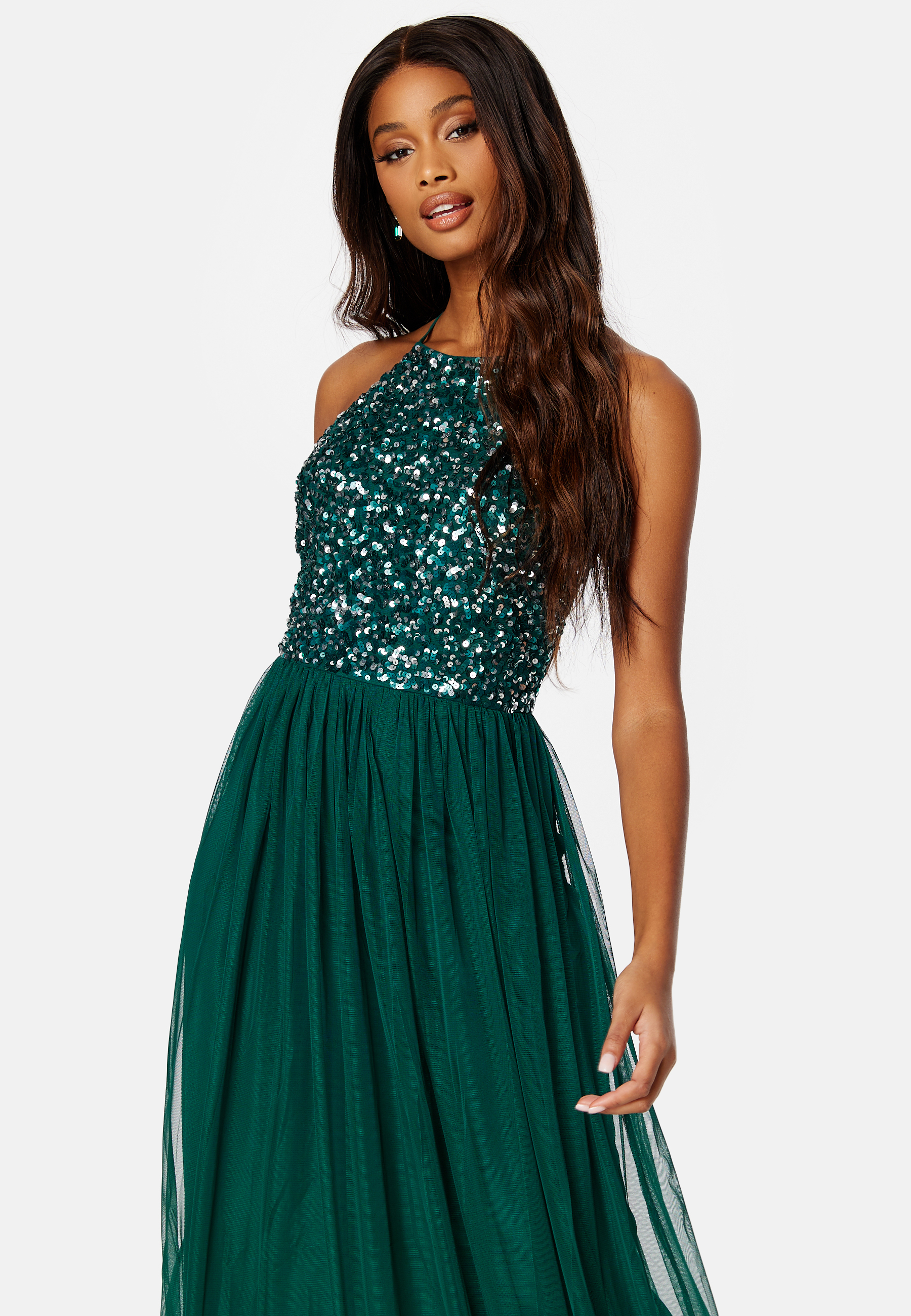 High Neck Sequin Maxi Dress 3