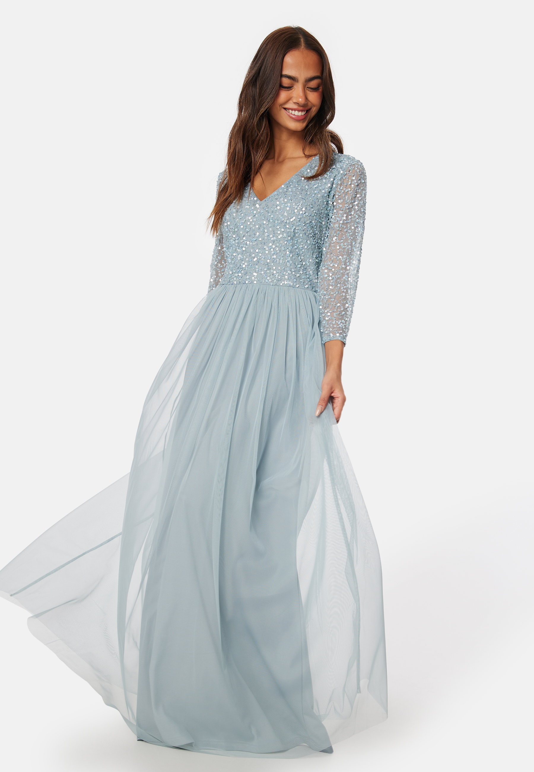 Long Sleeve Sequin Bodice Maxi Dress 2