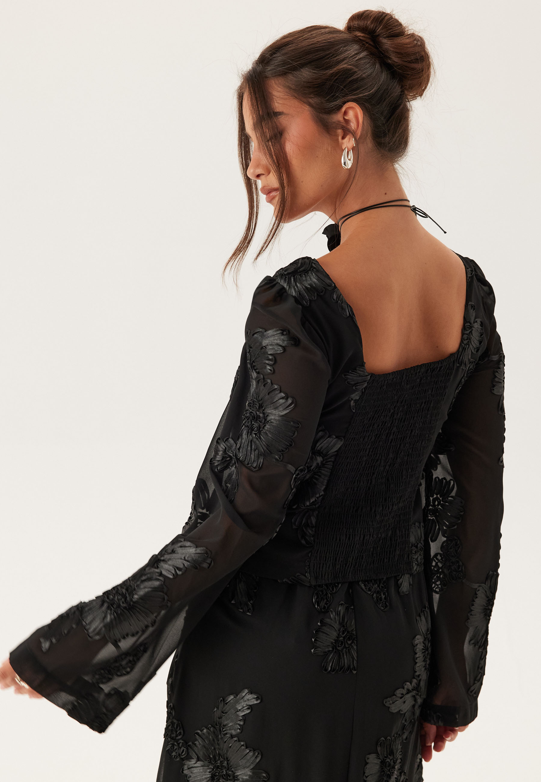 3D Flower Long Sleeve Blouse 2