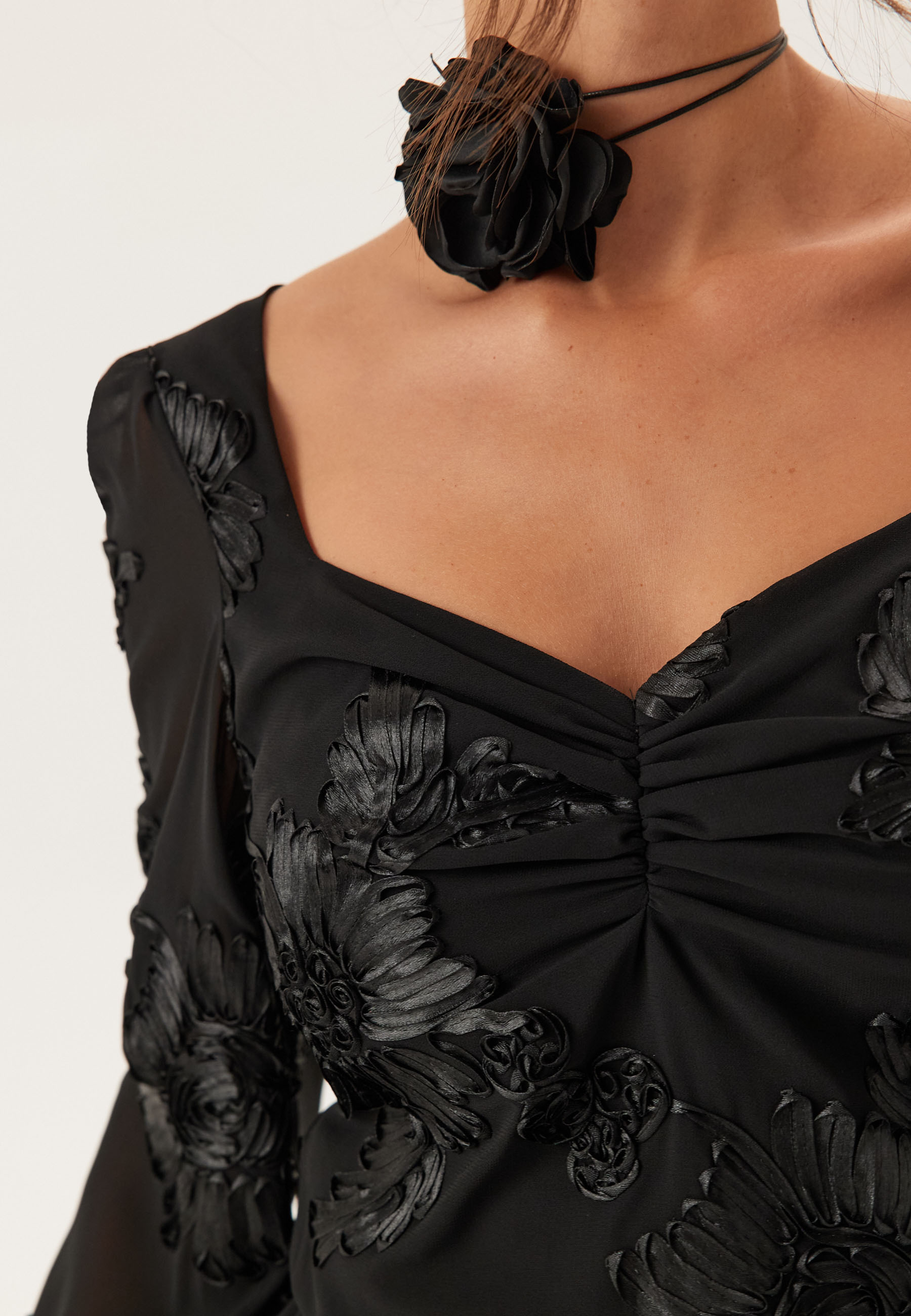 3D Flower Long Sleeve Blouse 3