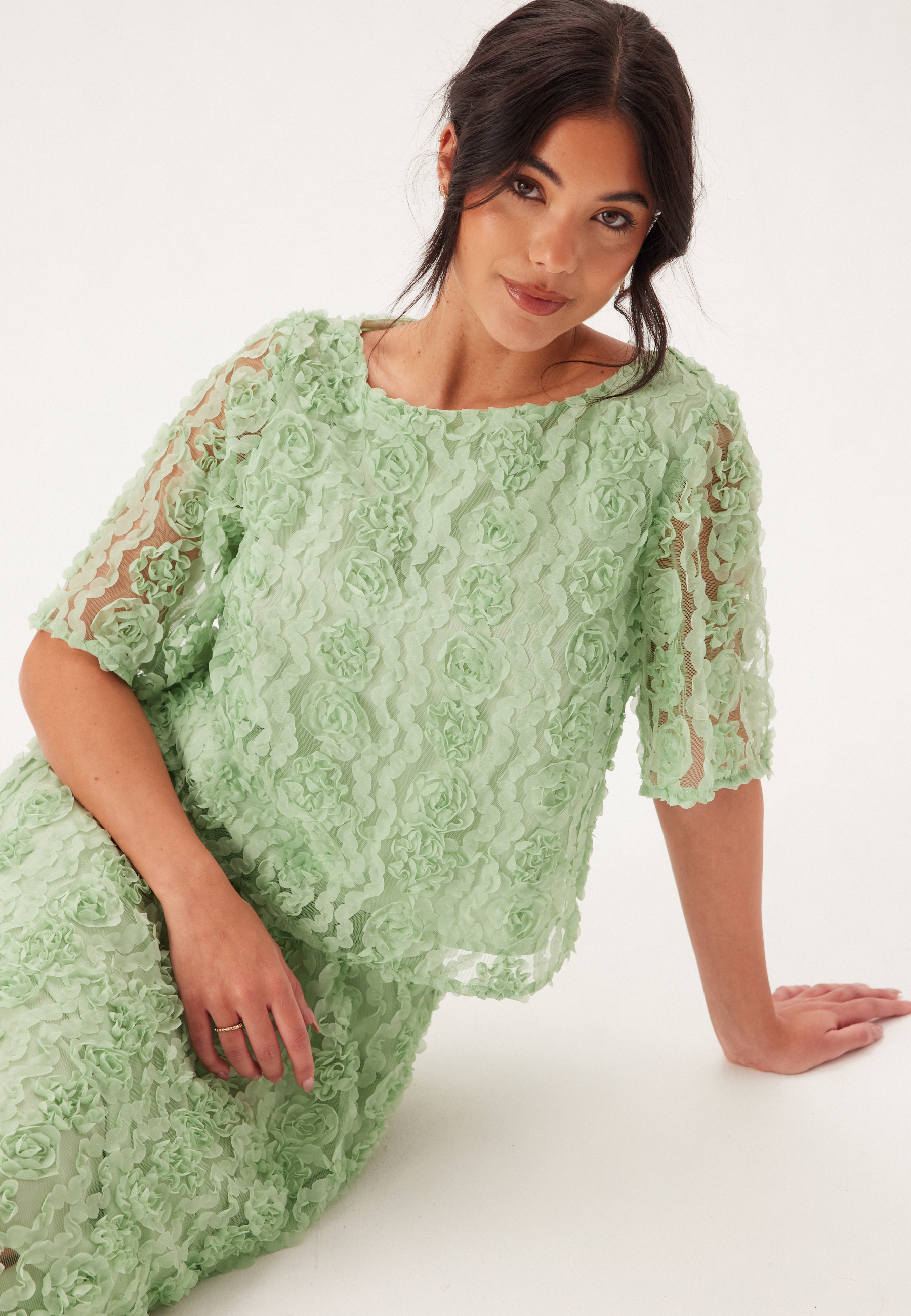 3D Flower Short Sleeve Blouse 2