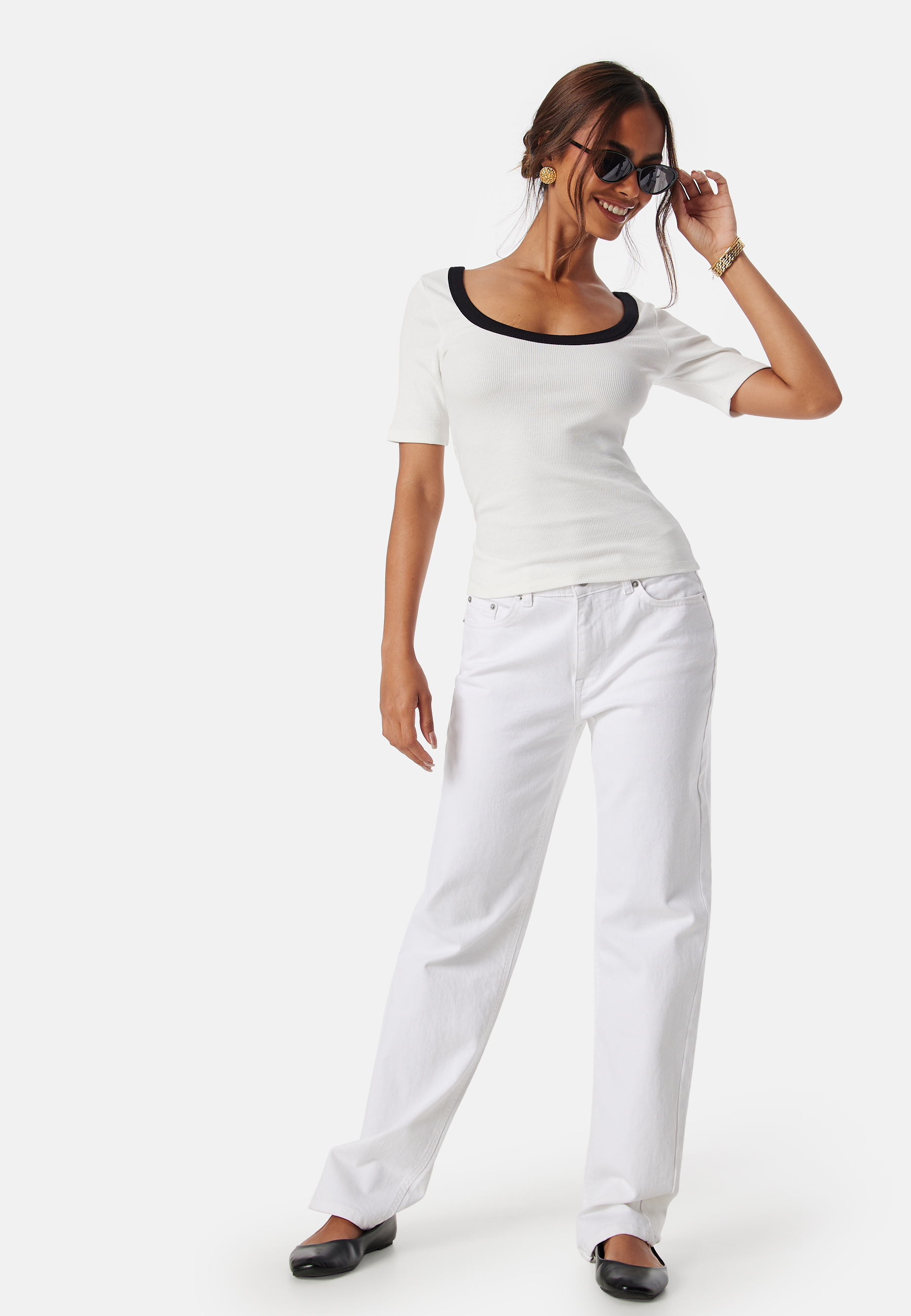 Contrast Rib Short Sleeve Top 3