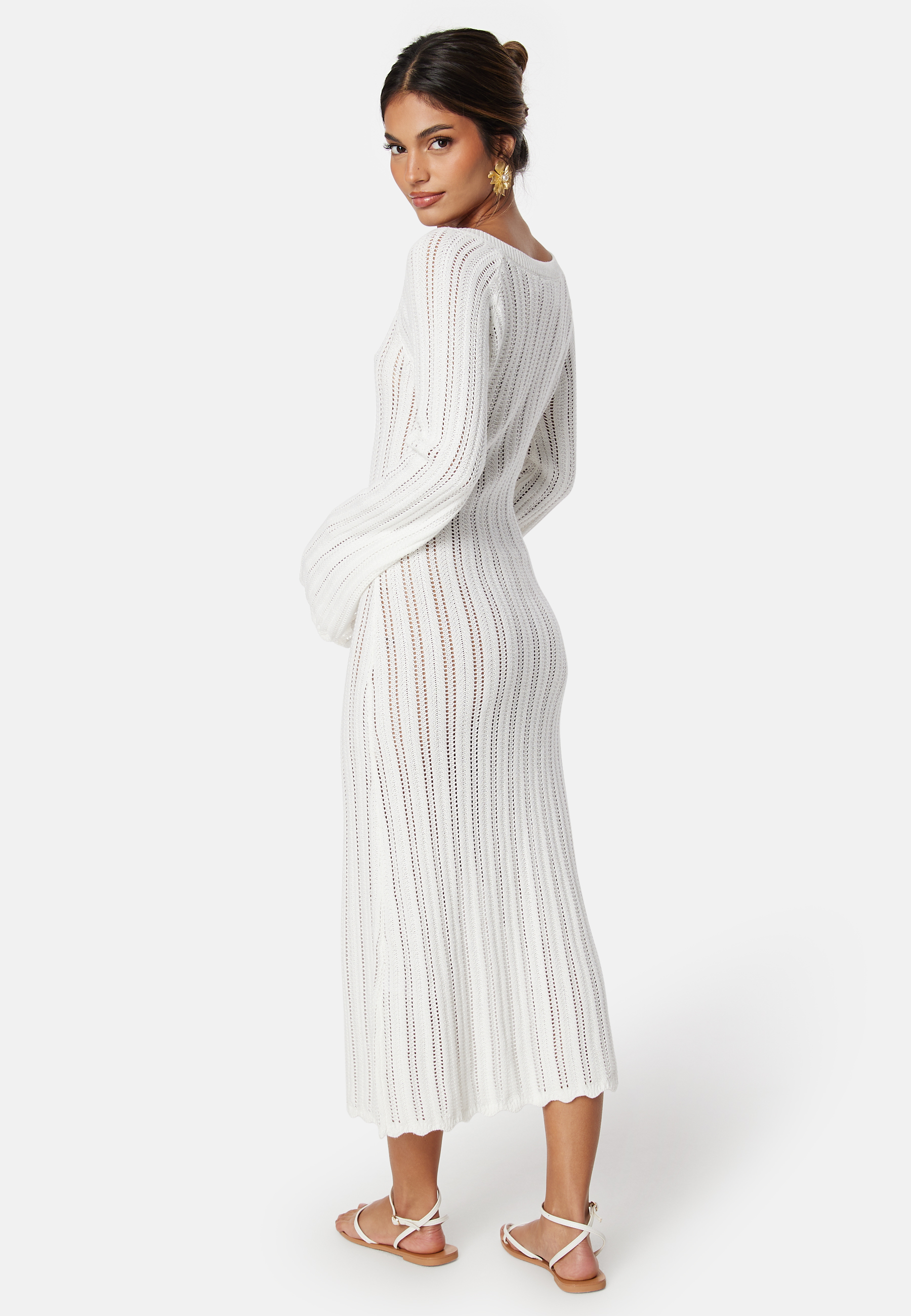 Boat Neck Structure Knitted Dress 2