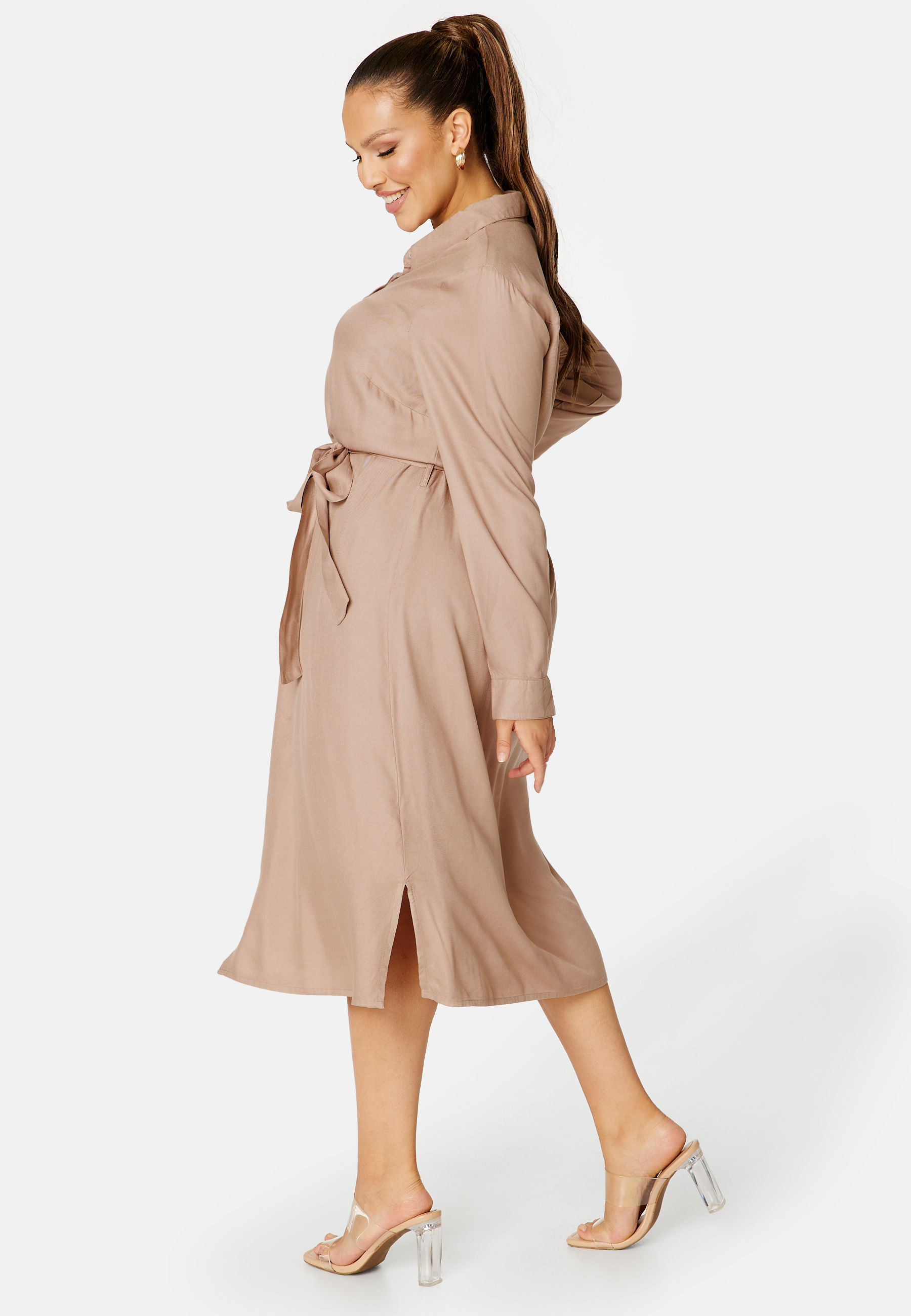 Belted L/S Viscose Shirt Dress 2