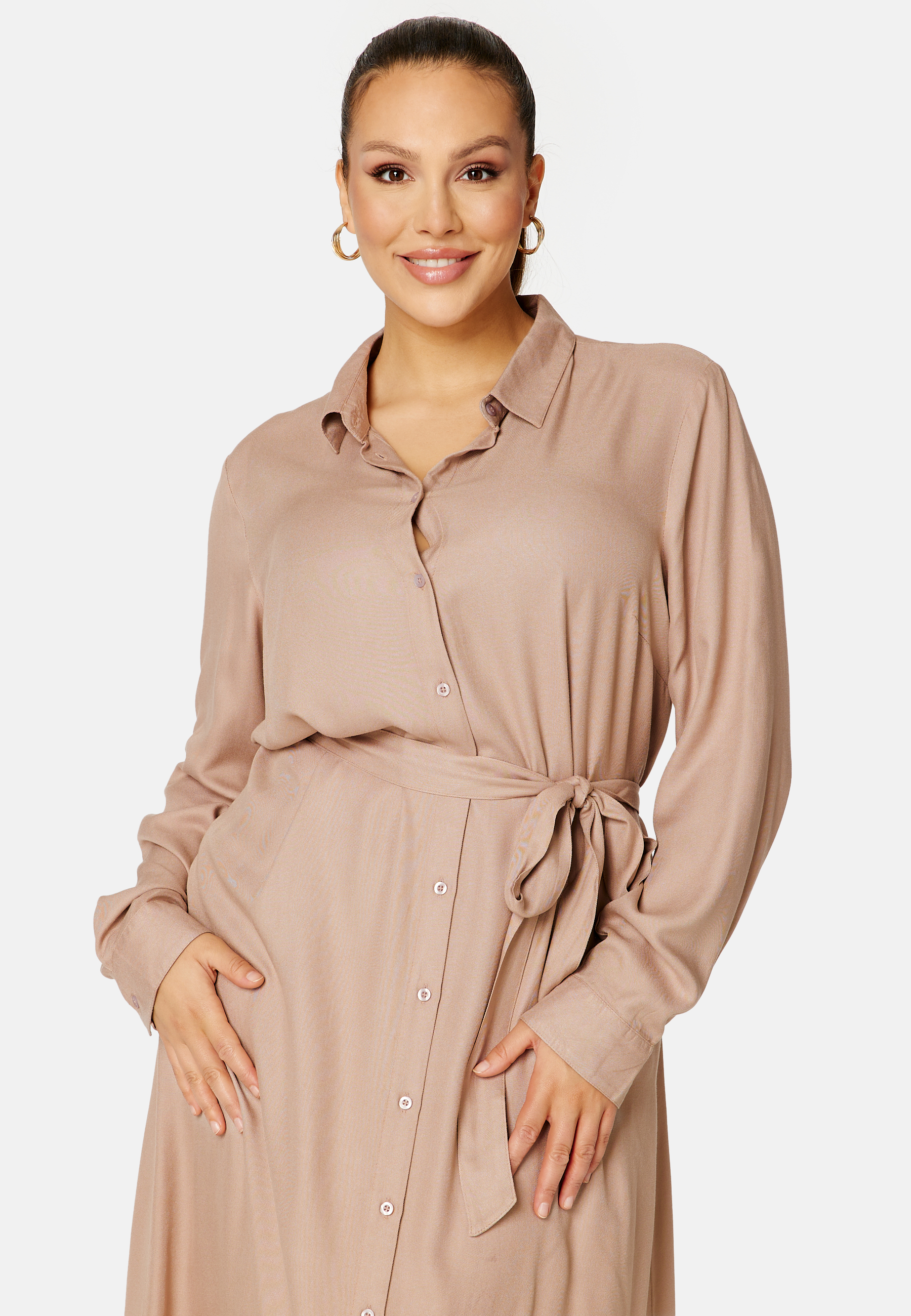 Belted L/S Viscose Shirt Dress 3