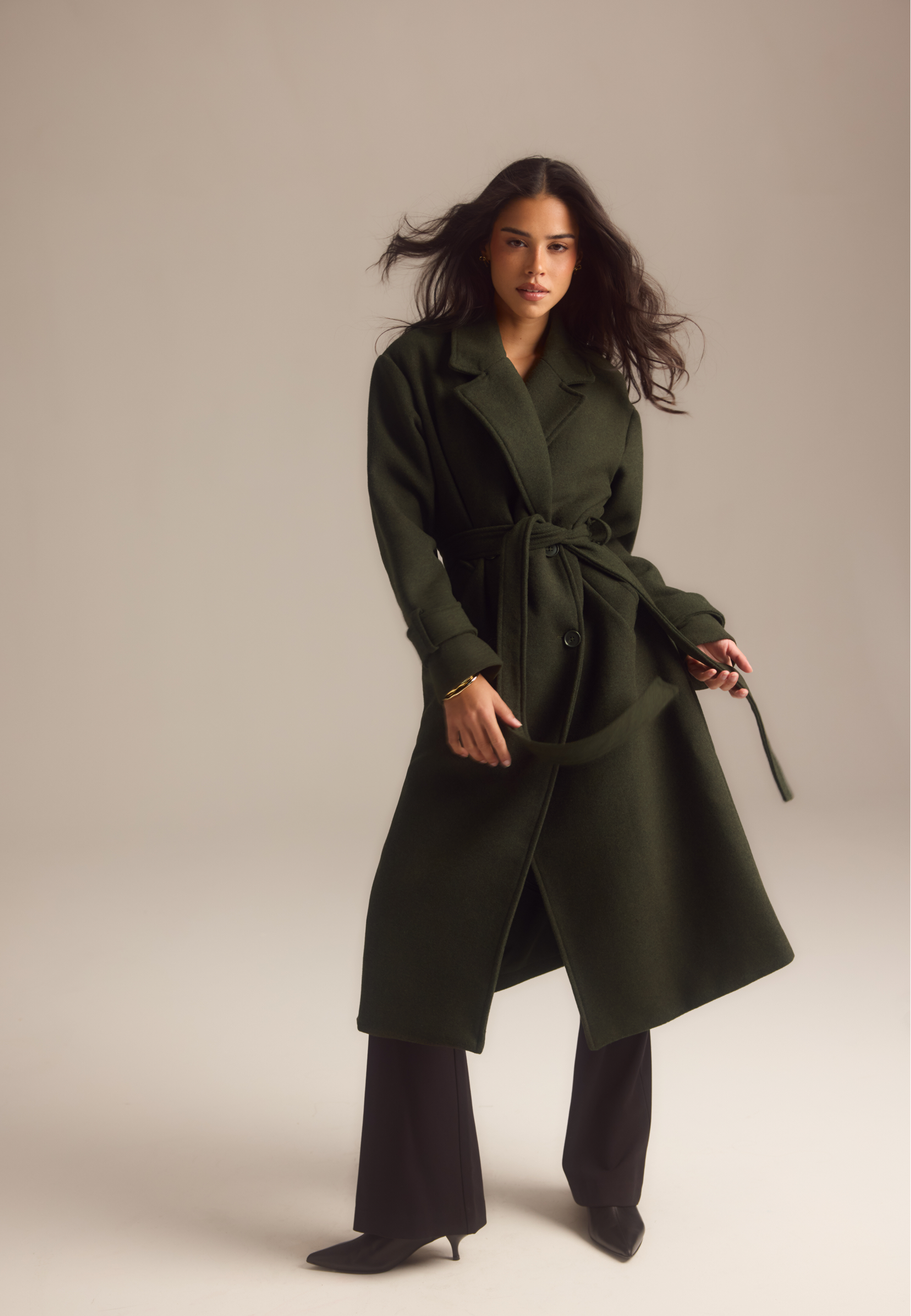 Belted Wool Blend Coat