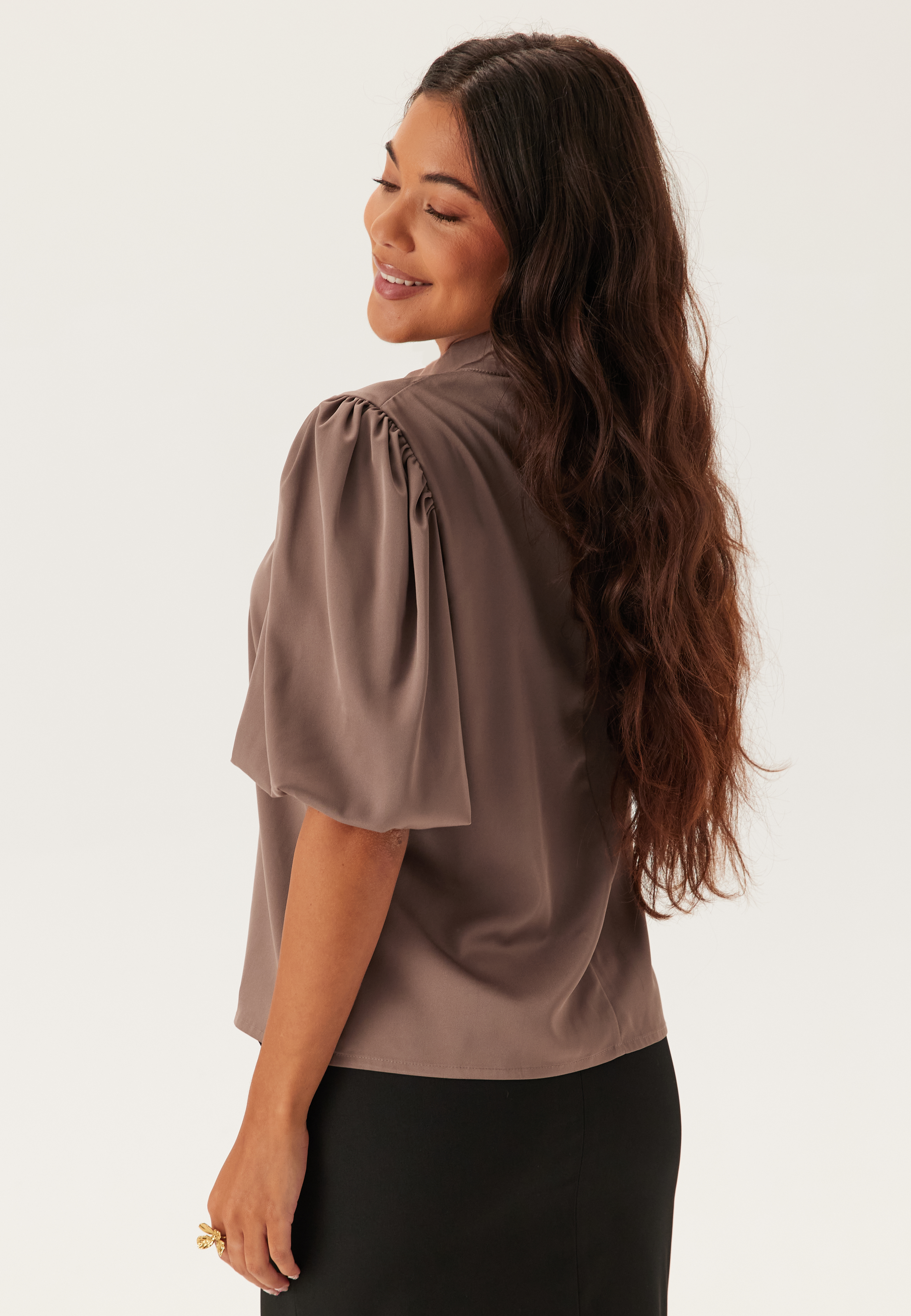 Chimney Collar Puff Sleeve Blouse 2