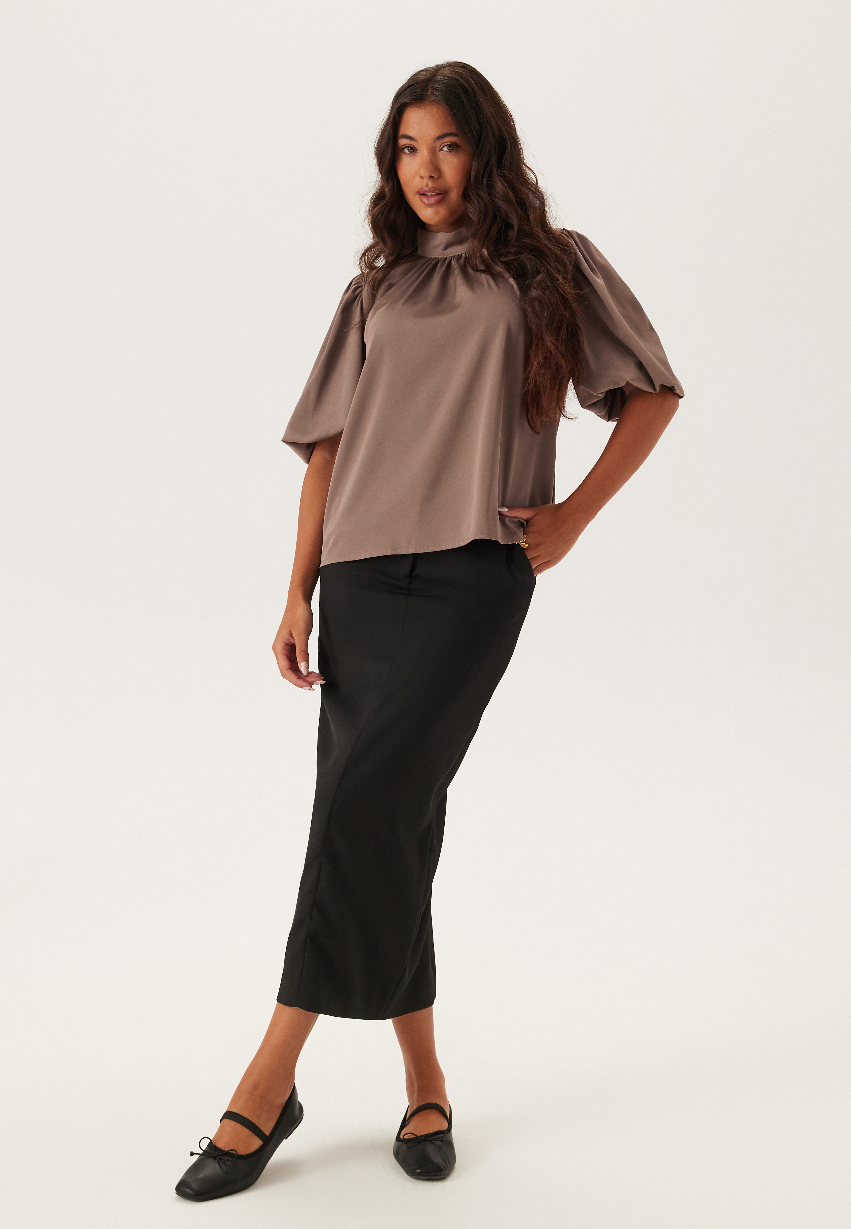 Chimney Collar Puff Sleeve Blouse 3