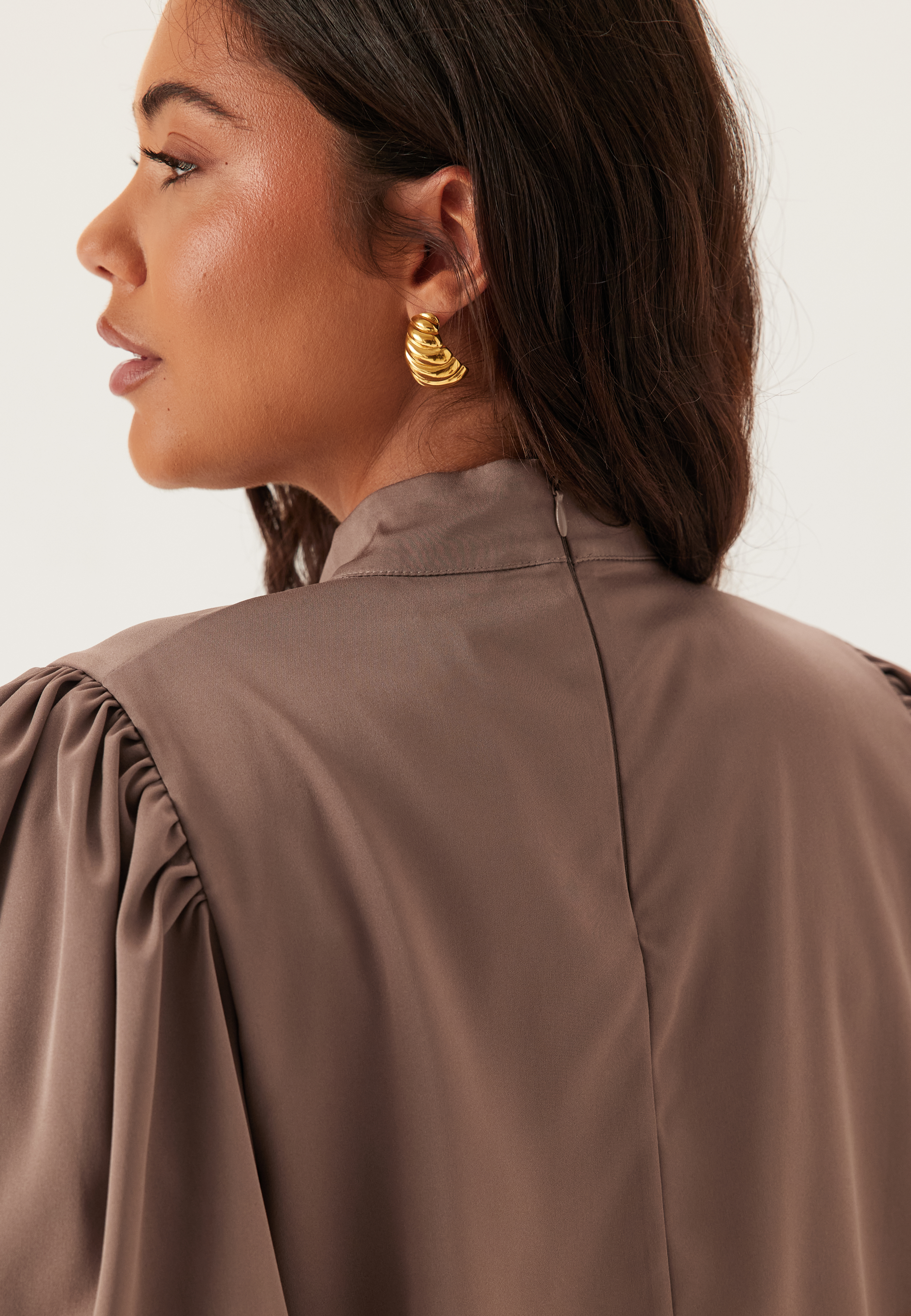 Chimney Collar Puff Sleeve Blouse 4