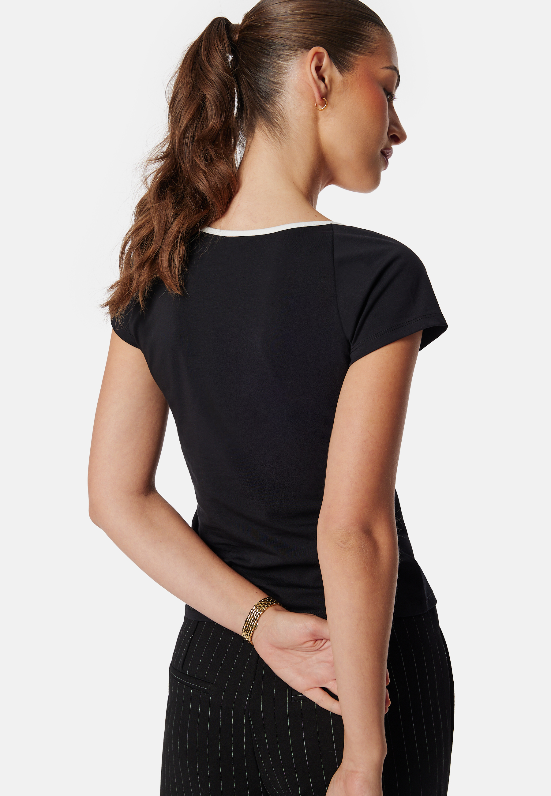 Contrast Cap Sleeve Top 2