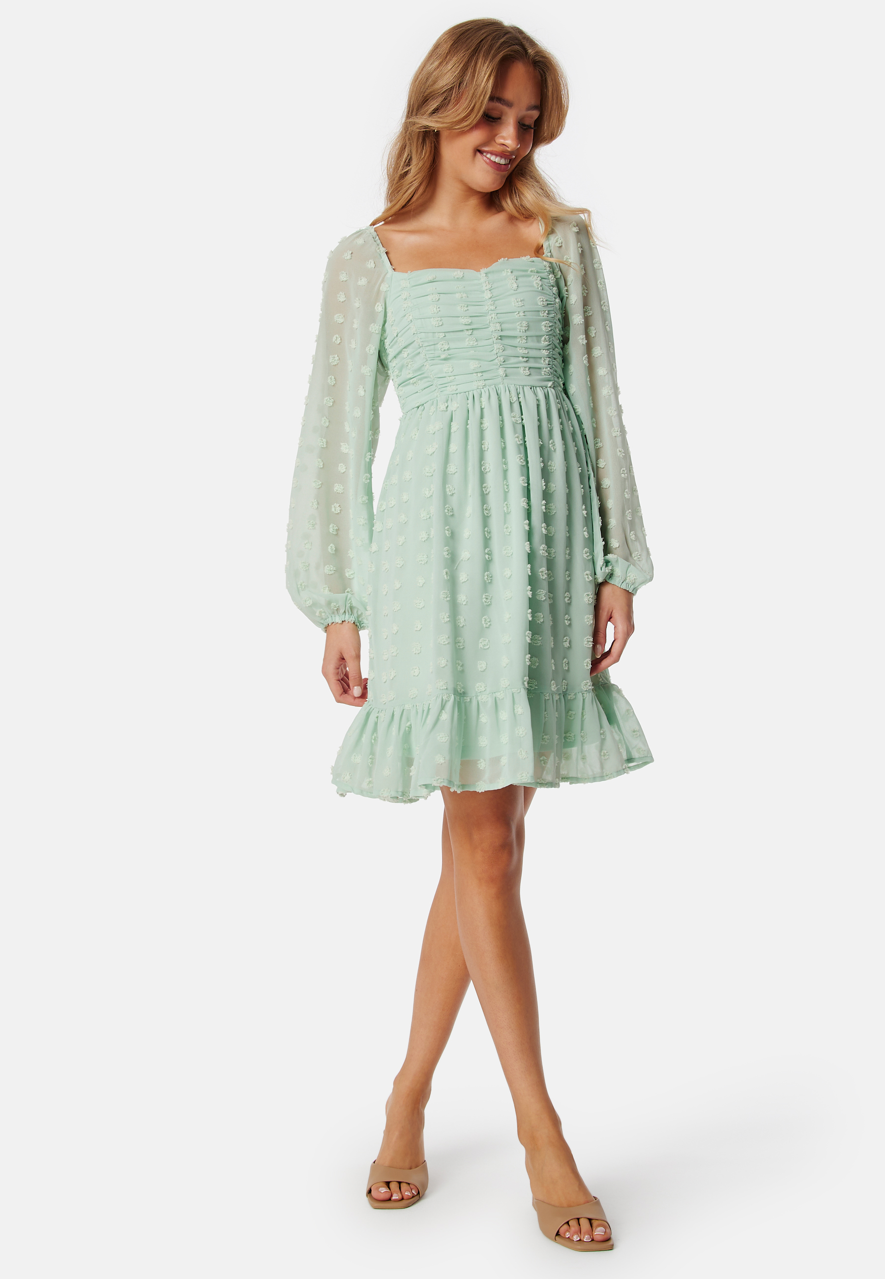 Dobby Dot Ruched  Dress 2