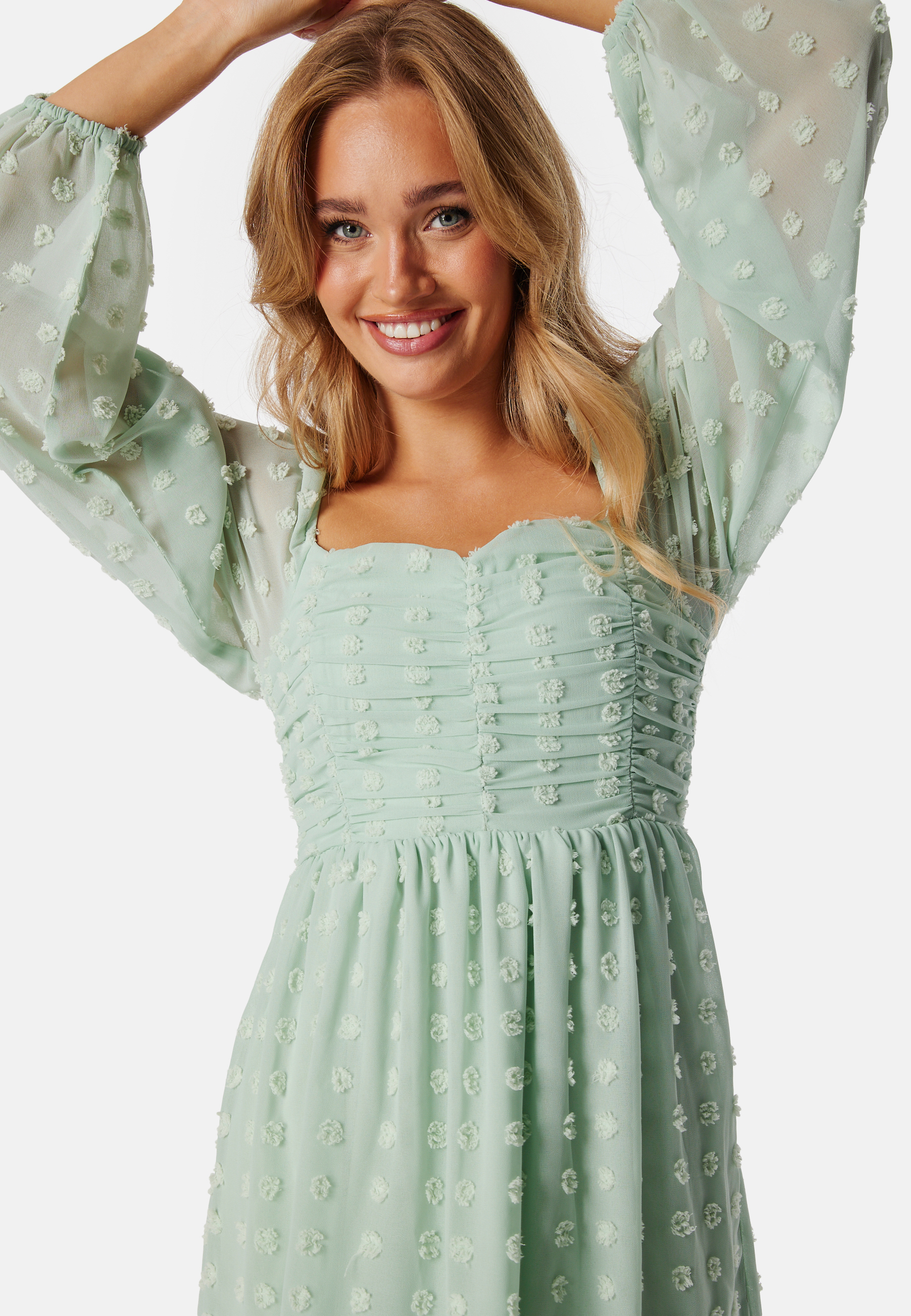 Dobby Dot Ruched  Dress 3