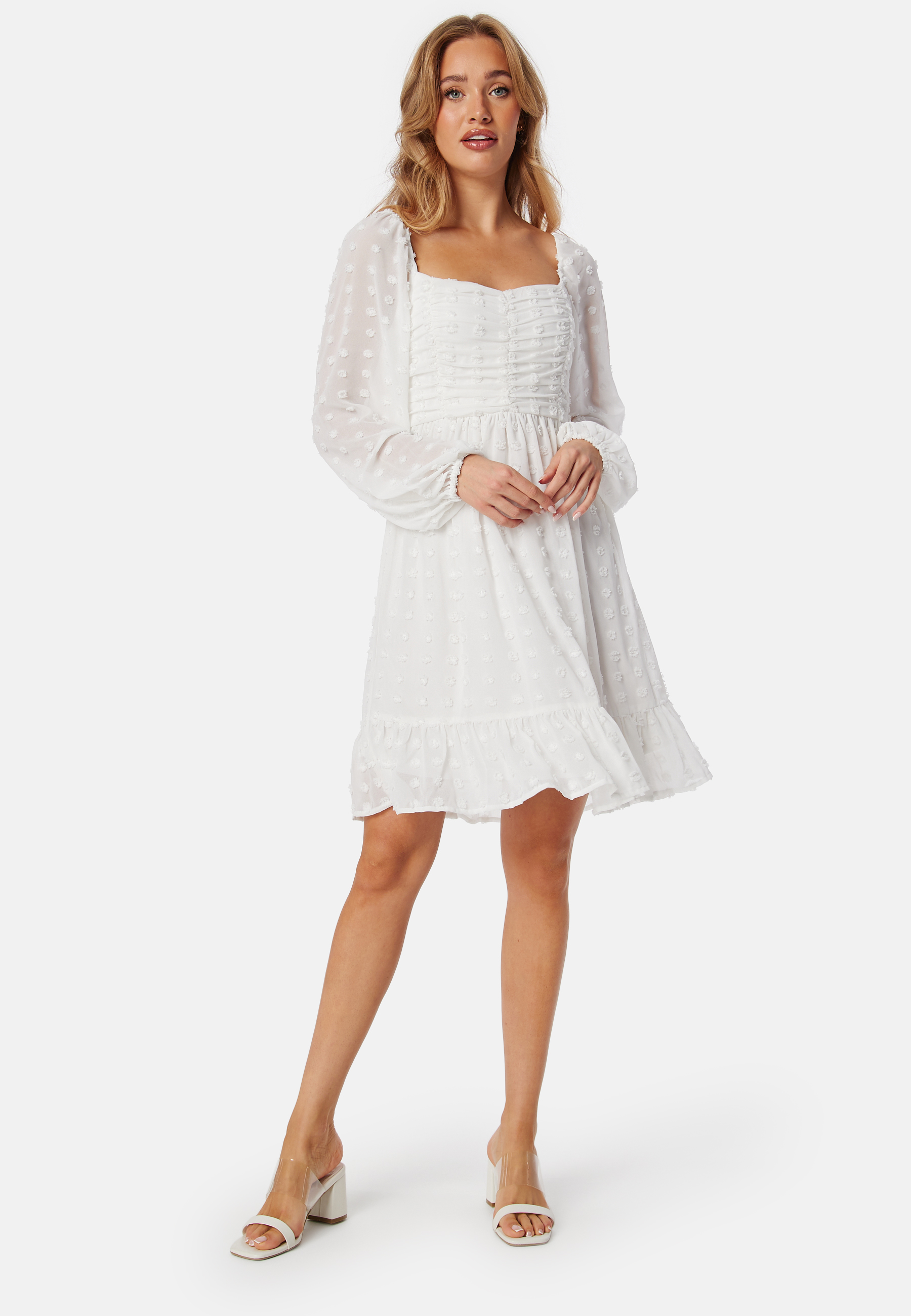 Dobby Dot Ruched  Dress 2