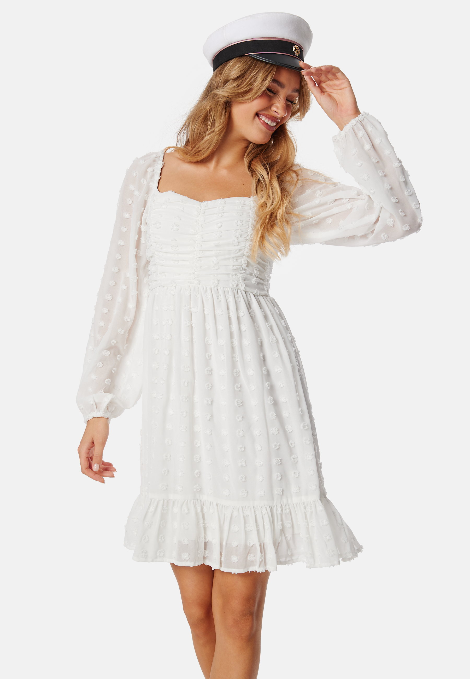 Dobby Dot Ruched  Dress 5