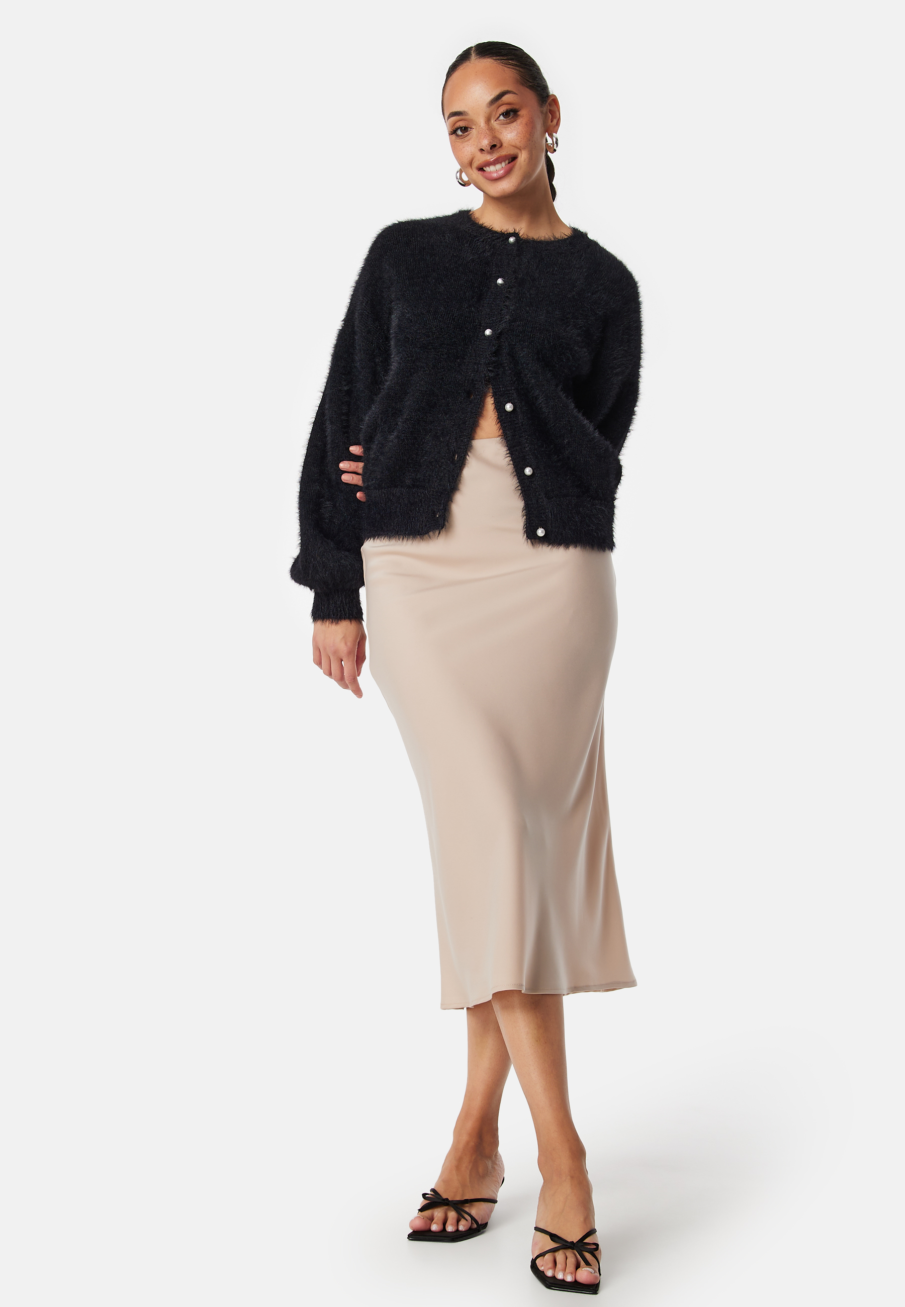 Fluffy Knitted Pearl Cardigan 2