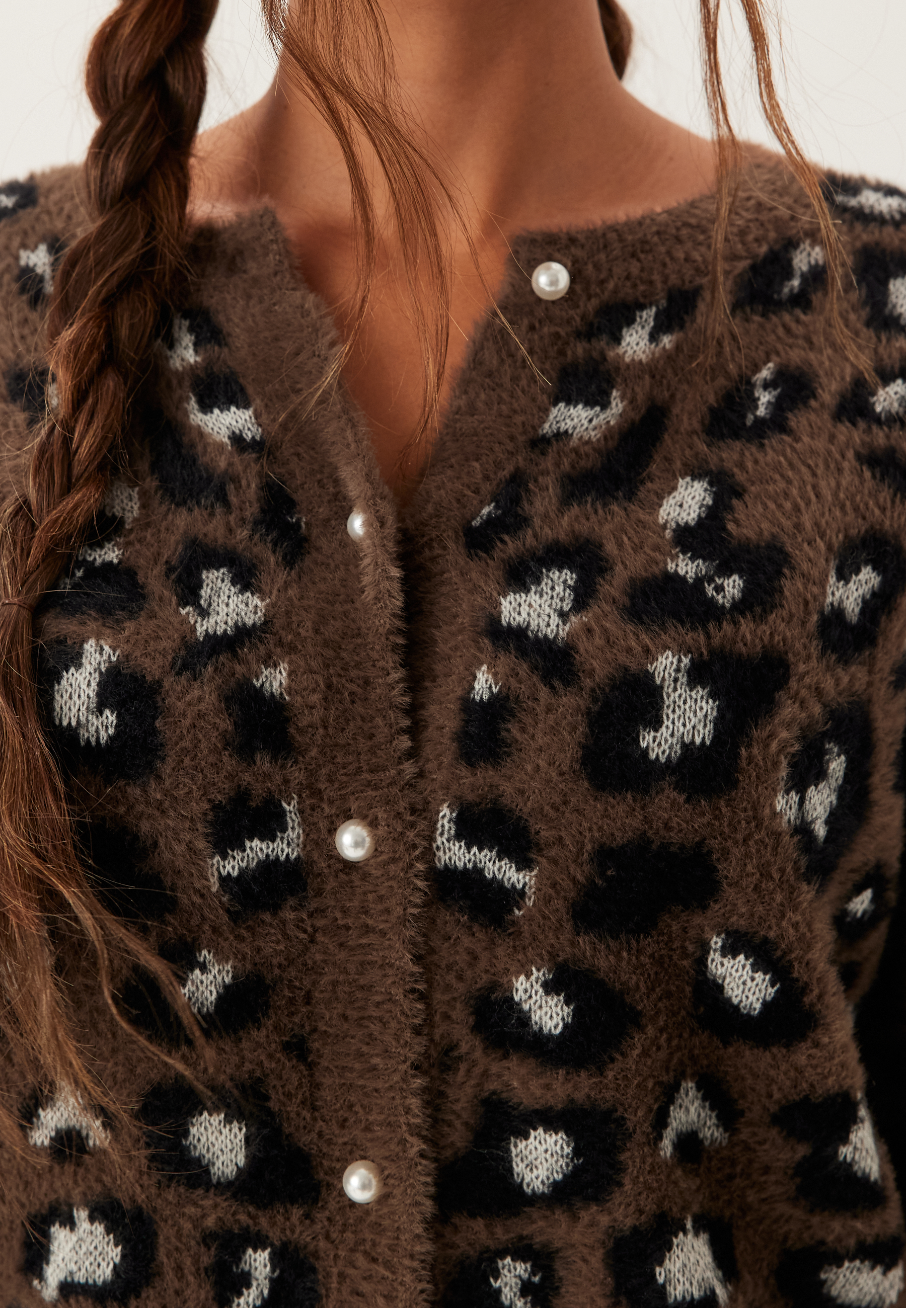 Fluffy Knitted Pearl Cardigan 3