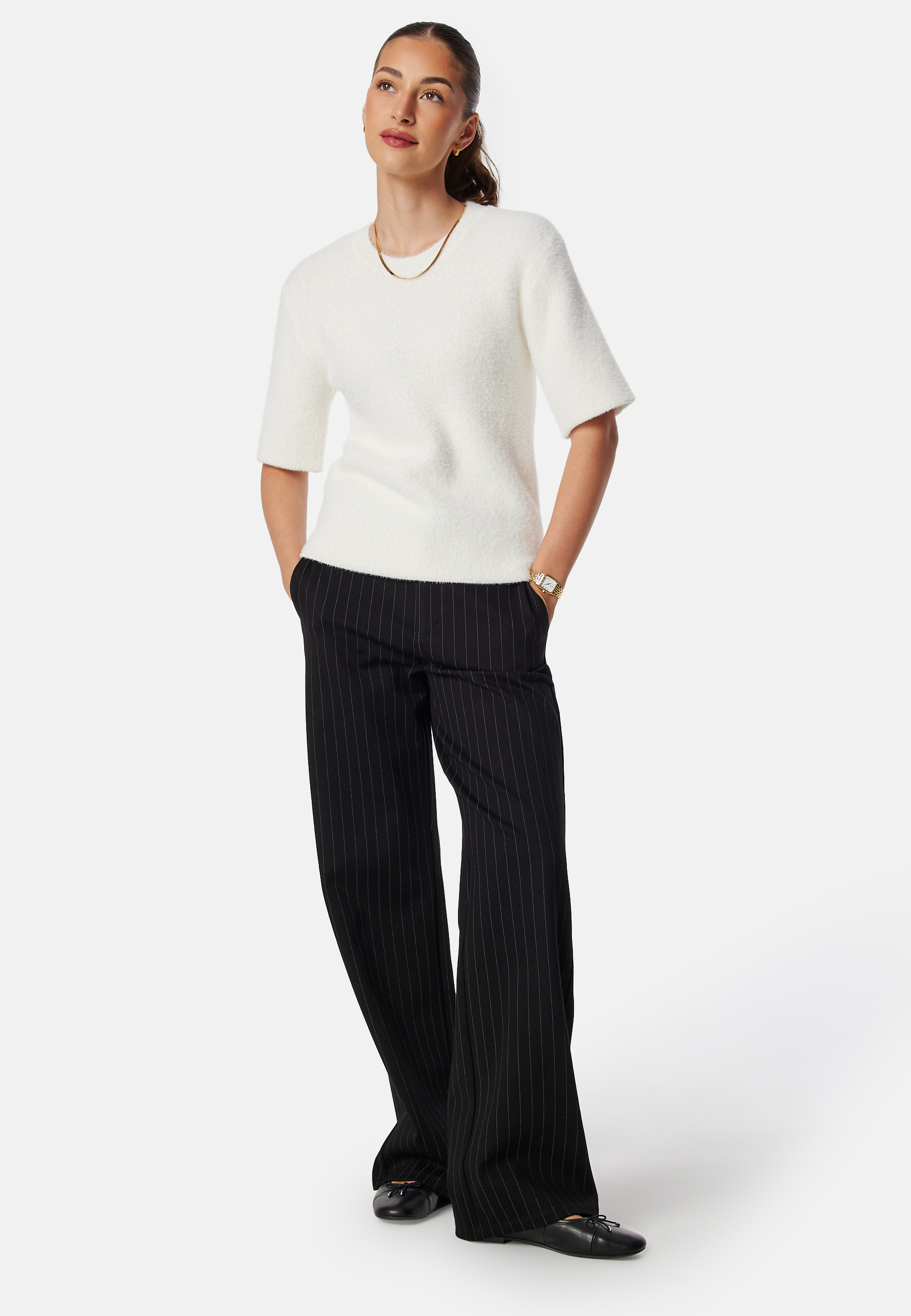 Fluffy Knitted Short Sleeve Sweater 2
