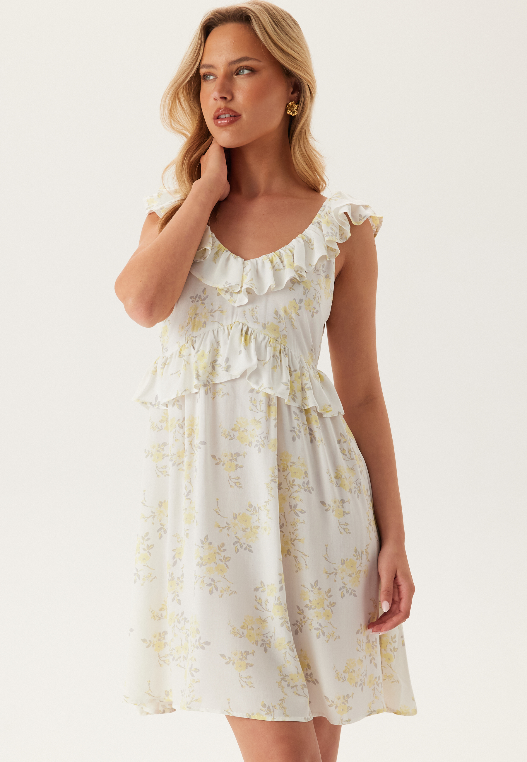 Frill Viscose Dress Short 2