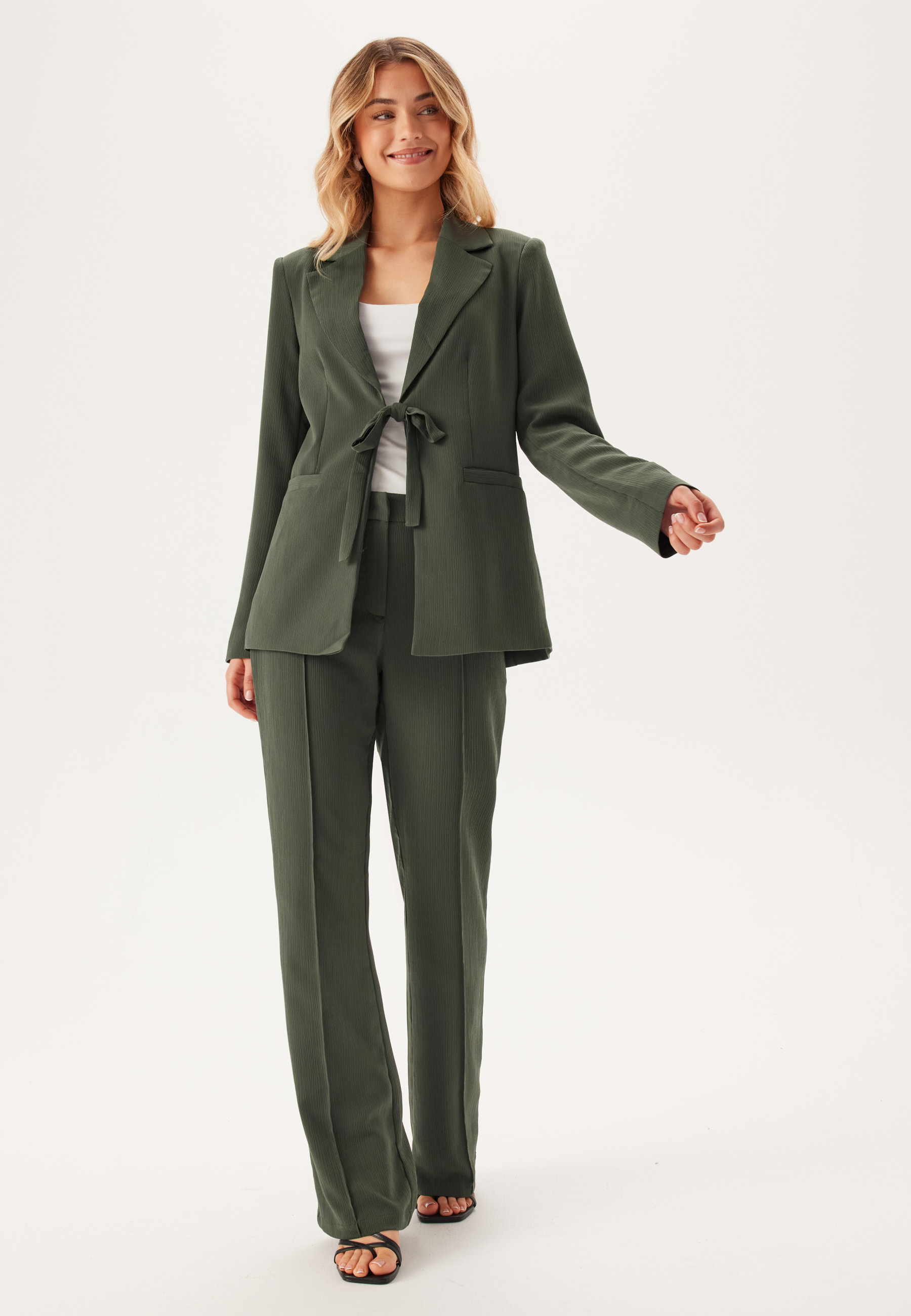 Front Tie Structured Blazer 2