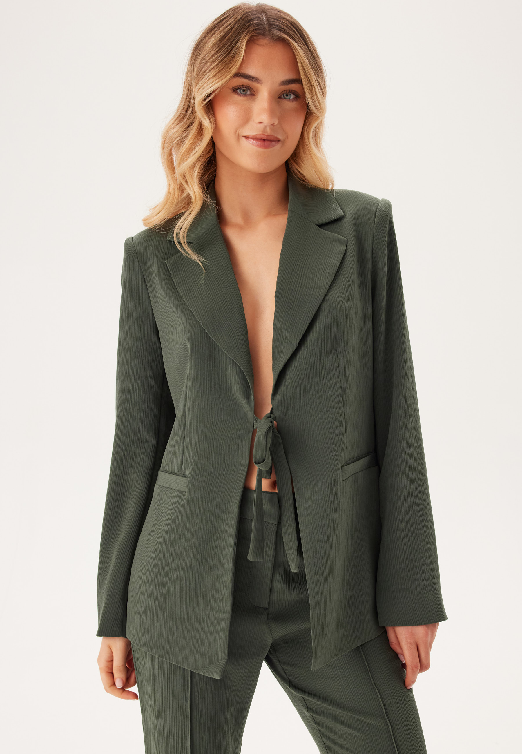Front Tie Structured Blazer 4