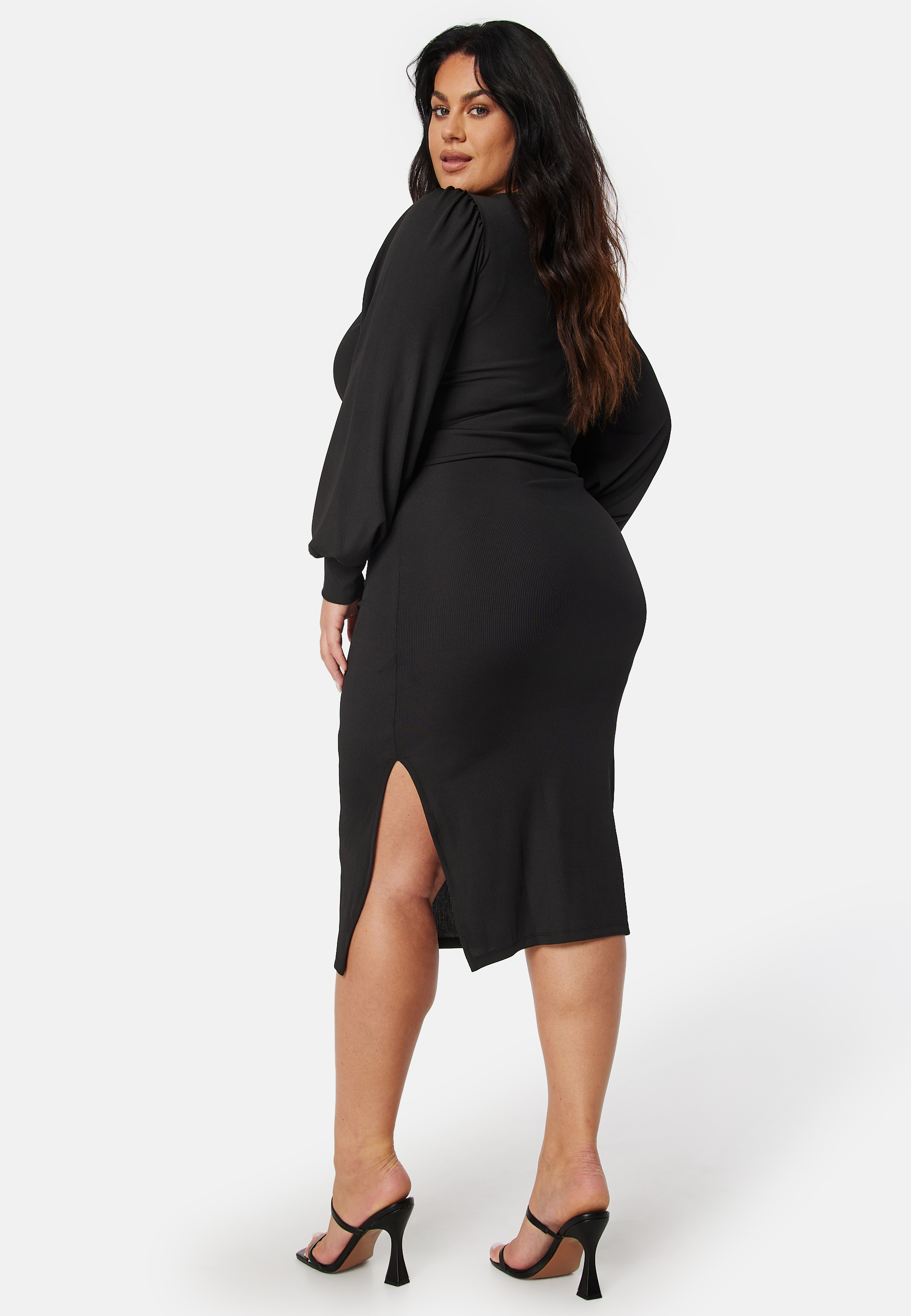 Balloon Sleeve Rib Dress 2