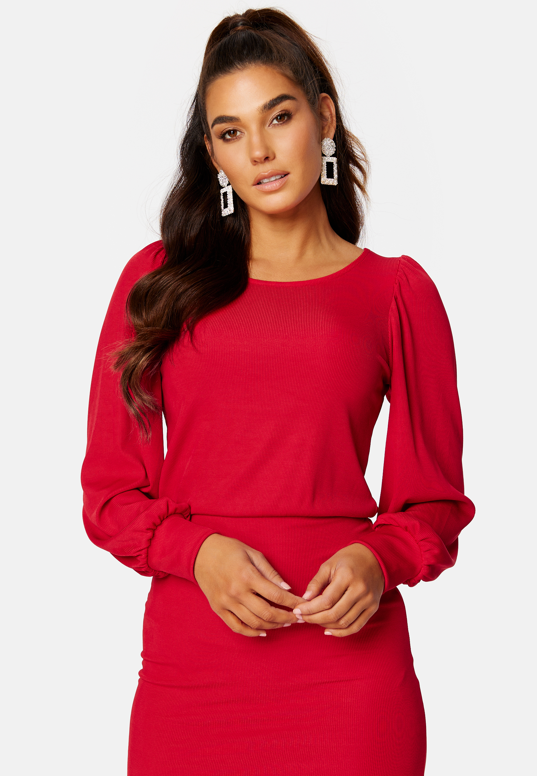 Balloon Sleeve Rib Dress 2