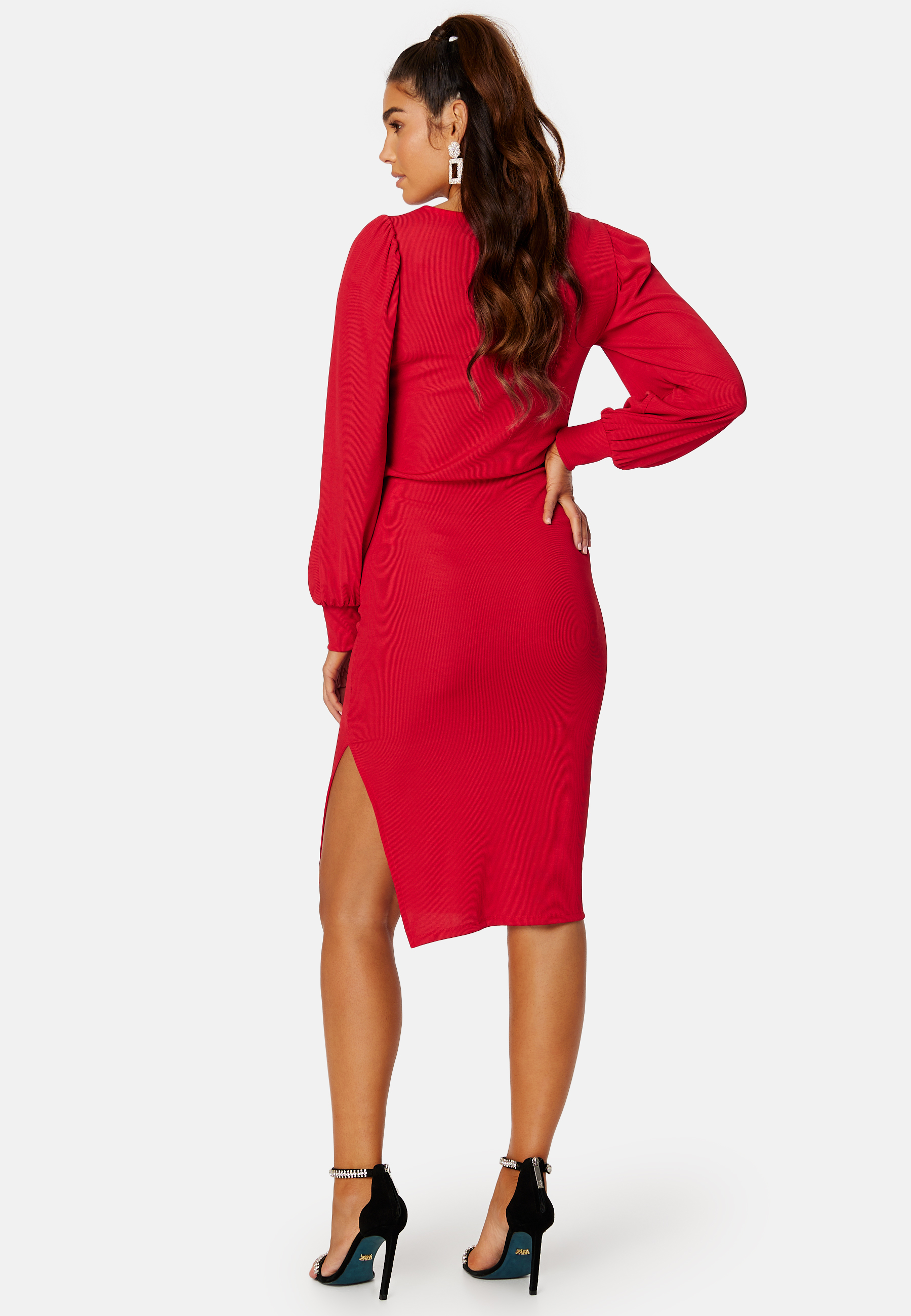 Balloon Sleeve Rib Dress 3
