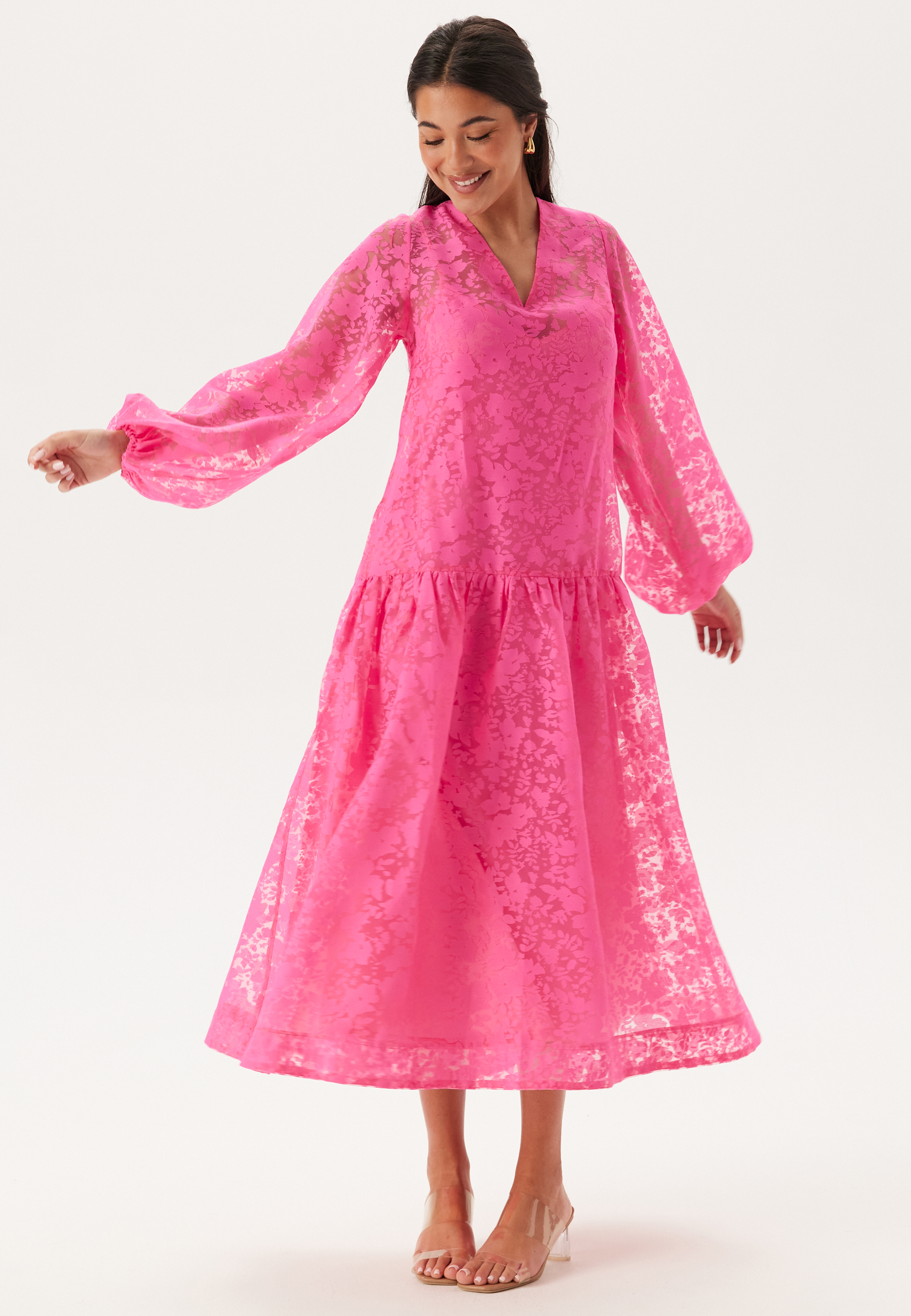Balloon Sleeve Midi Dress 2