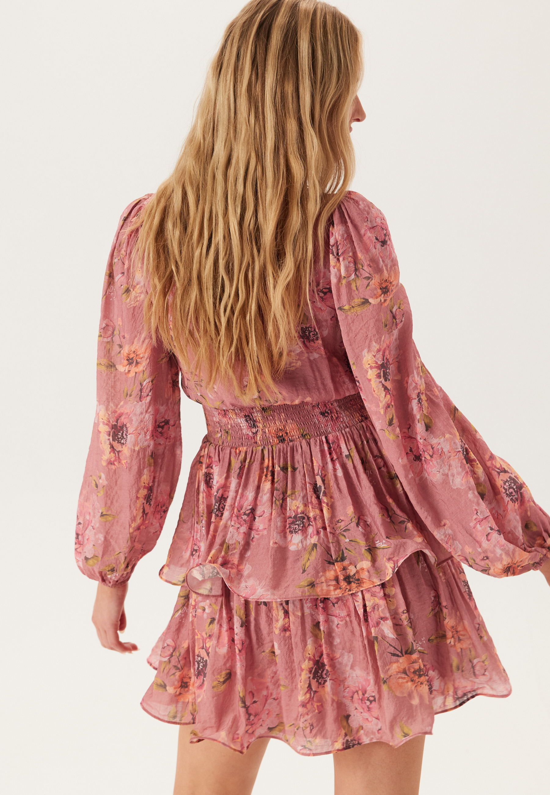 Balloon Sleeve Short Flounce Dress 2