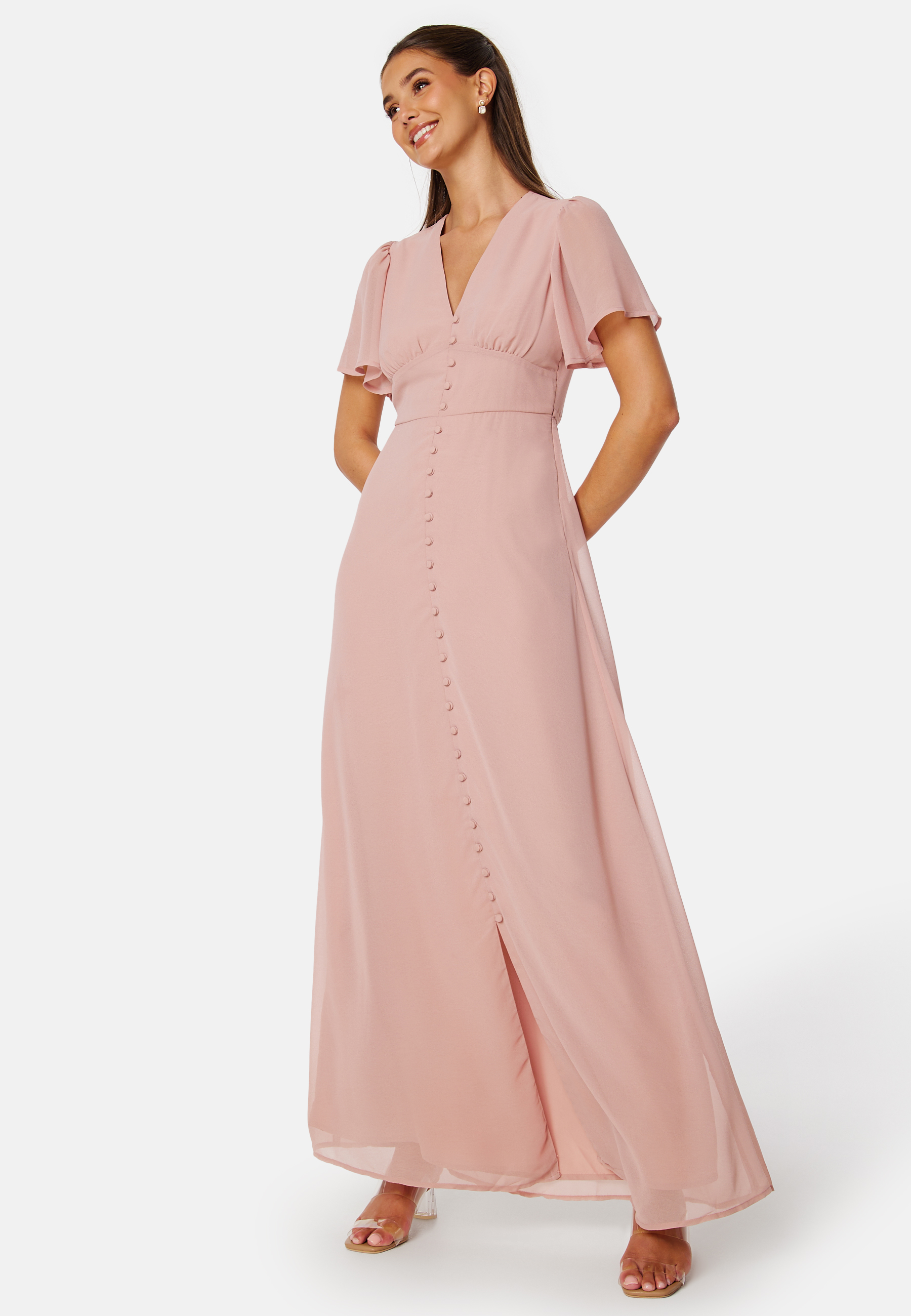 Butterfly Sleeve Button Gown
