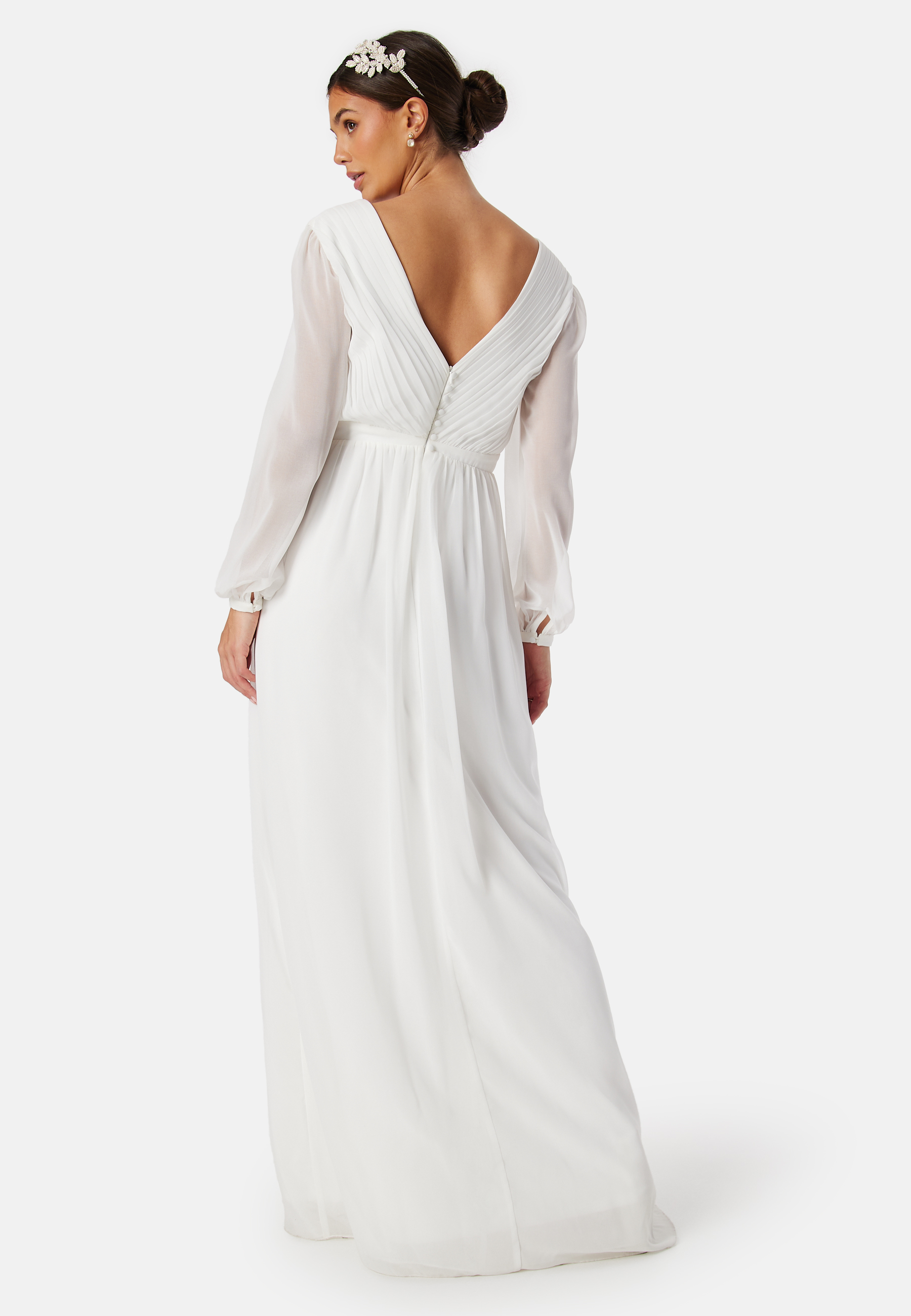 Pleated V-Neck Wedding Gown 2