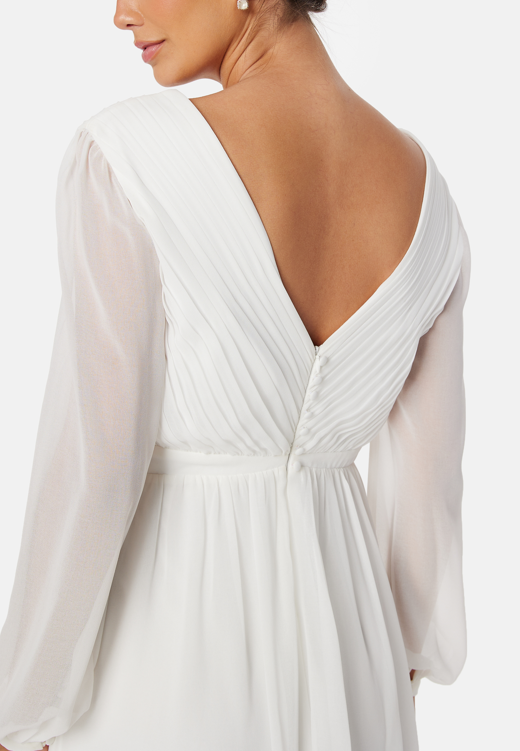 Pleated V-Neck Wedding Gown 3