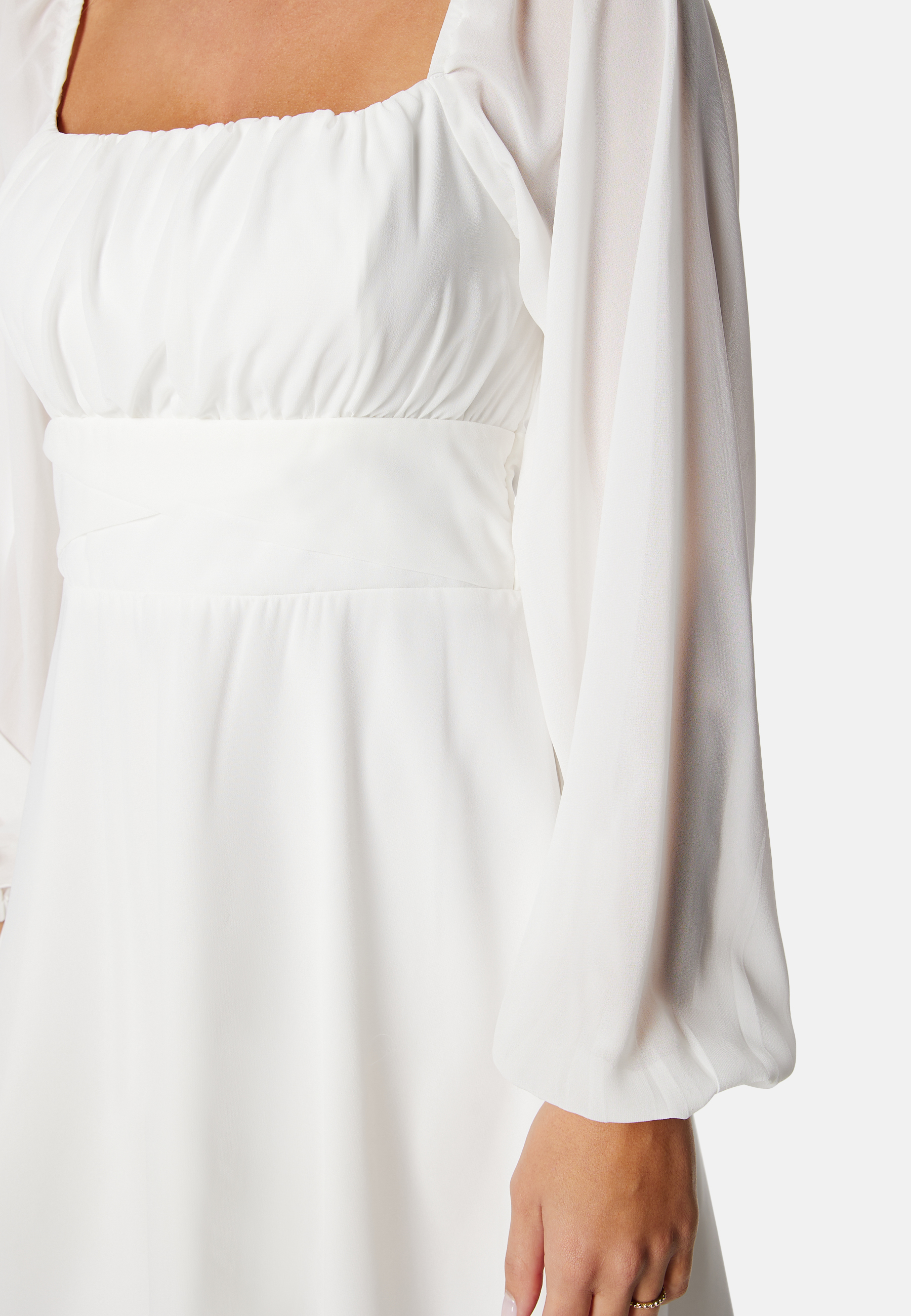 Square Neck L/S Chiffon Dress 2