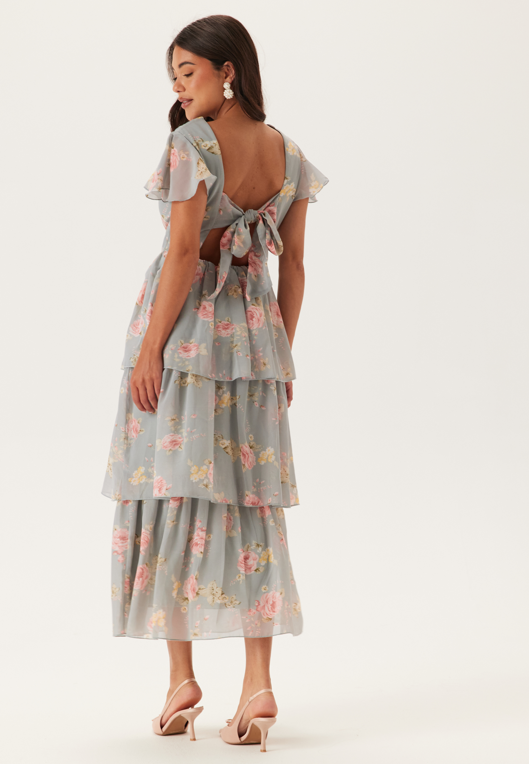 Butterfly Sleeve Flounce Dress