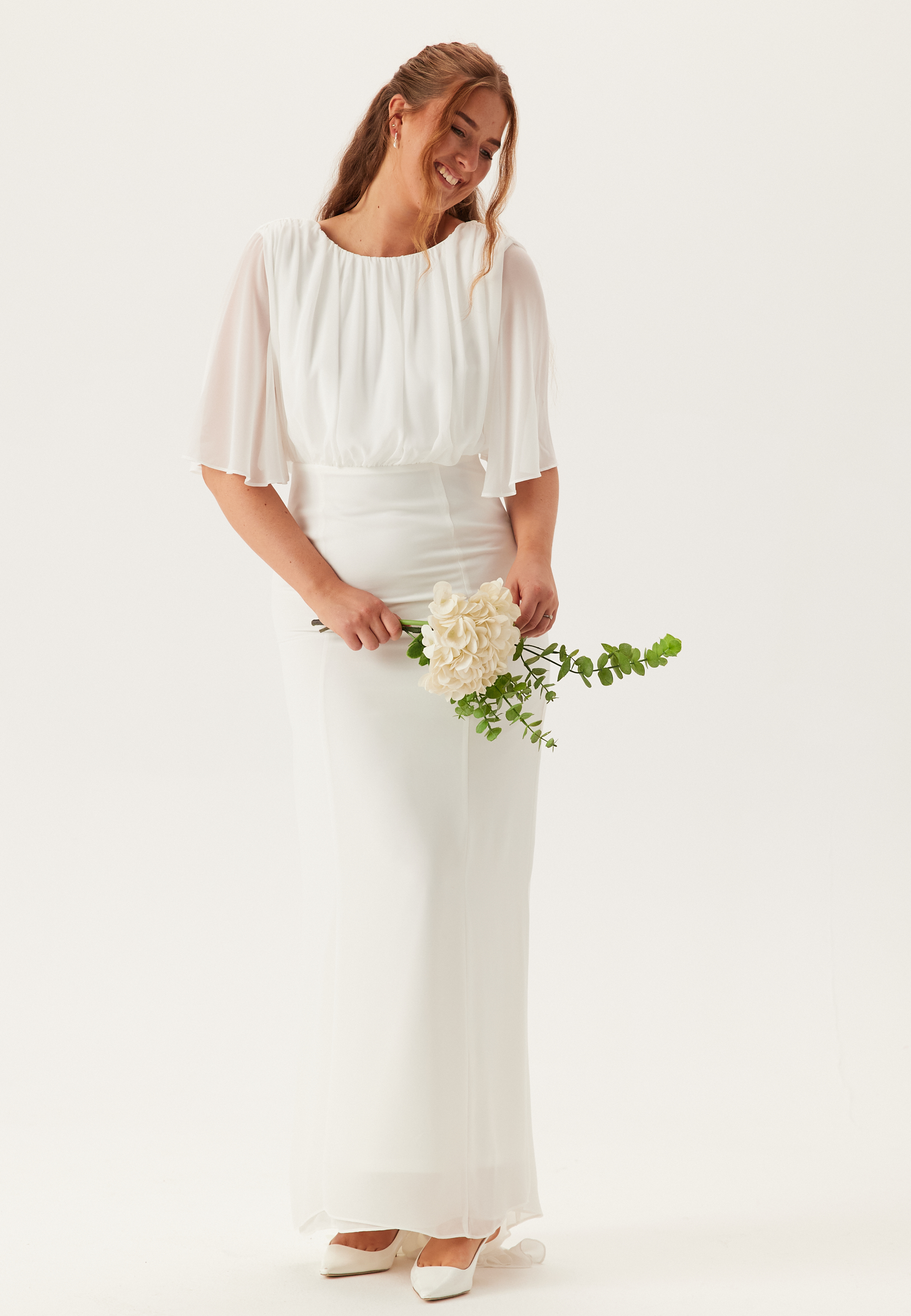 Butterfly Sleeve Mermaid Wedding Gown