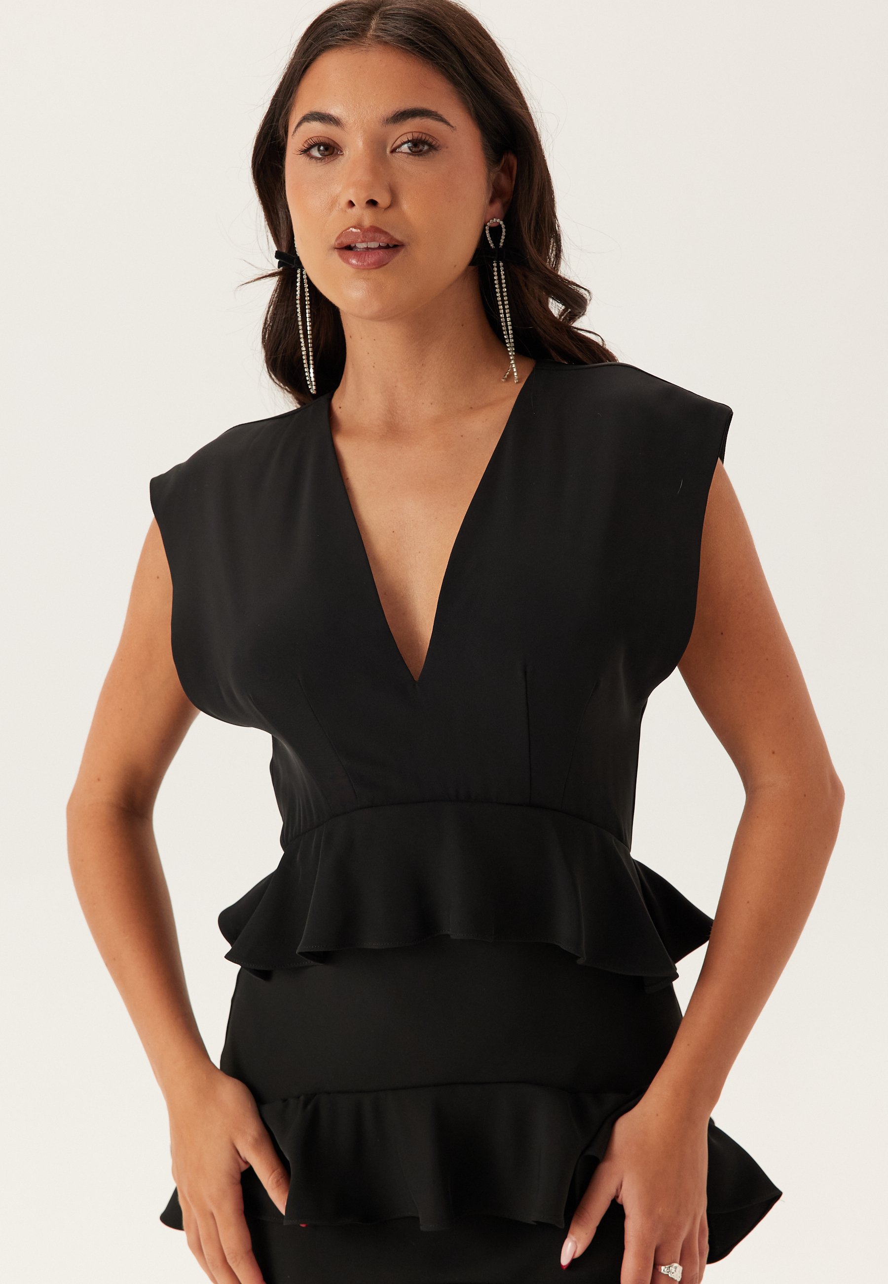 Deep V-Neck Flounce Gown