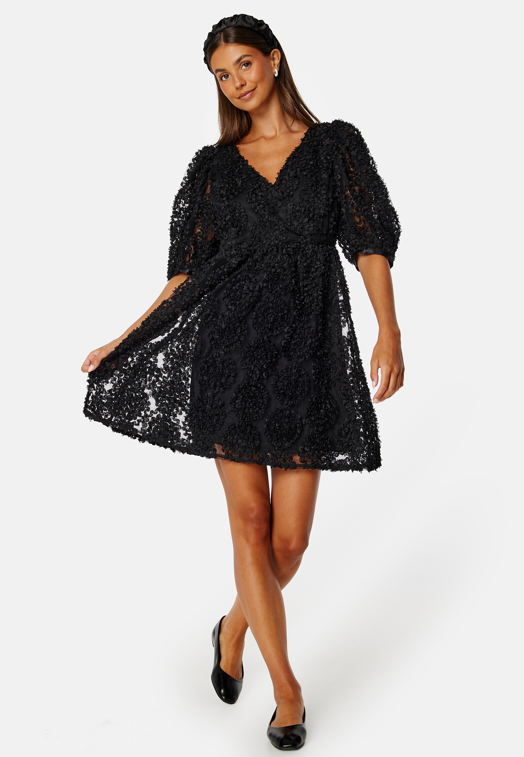 3D Puff Sleeve Dress 3