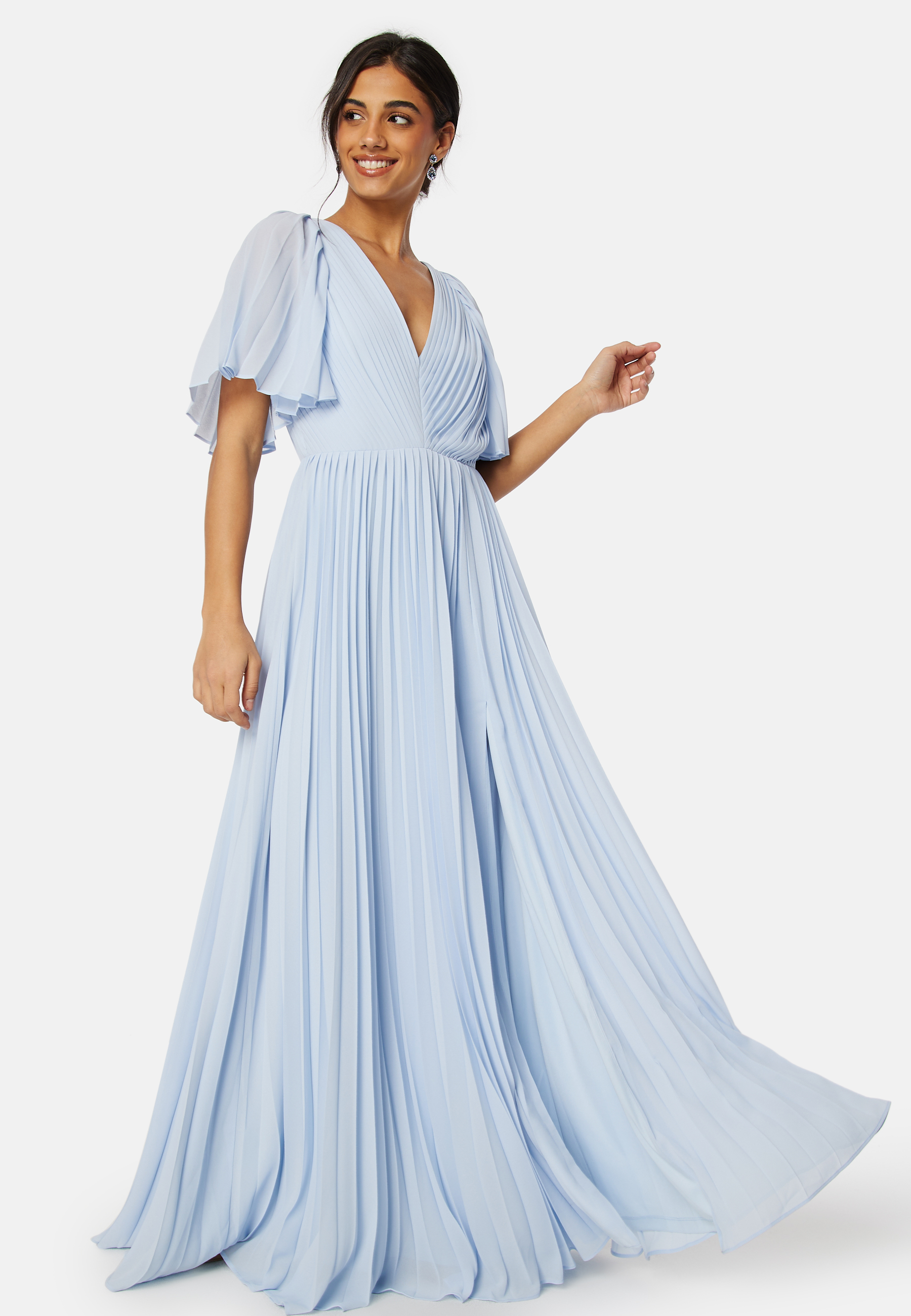 Pleated Slit Gown