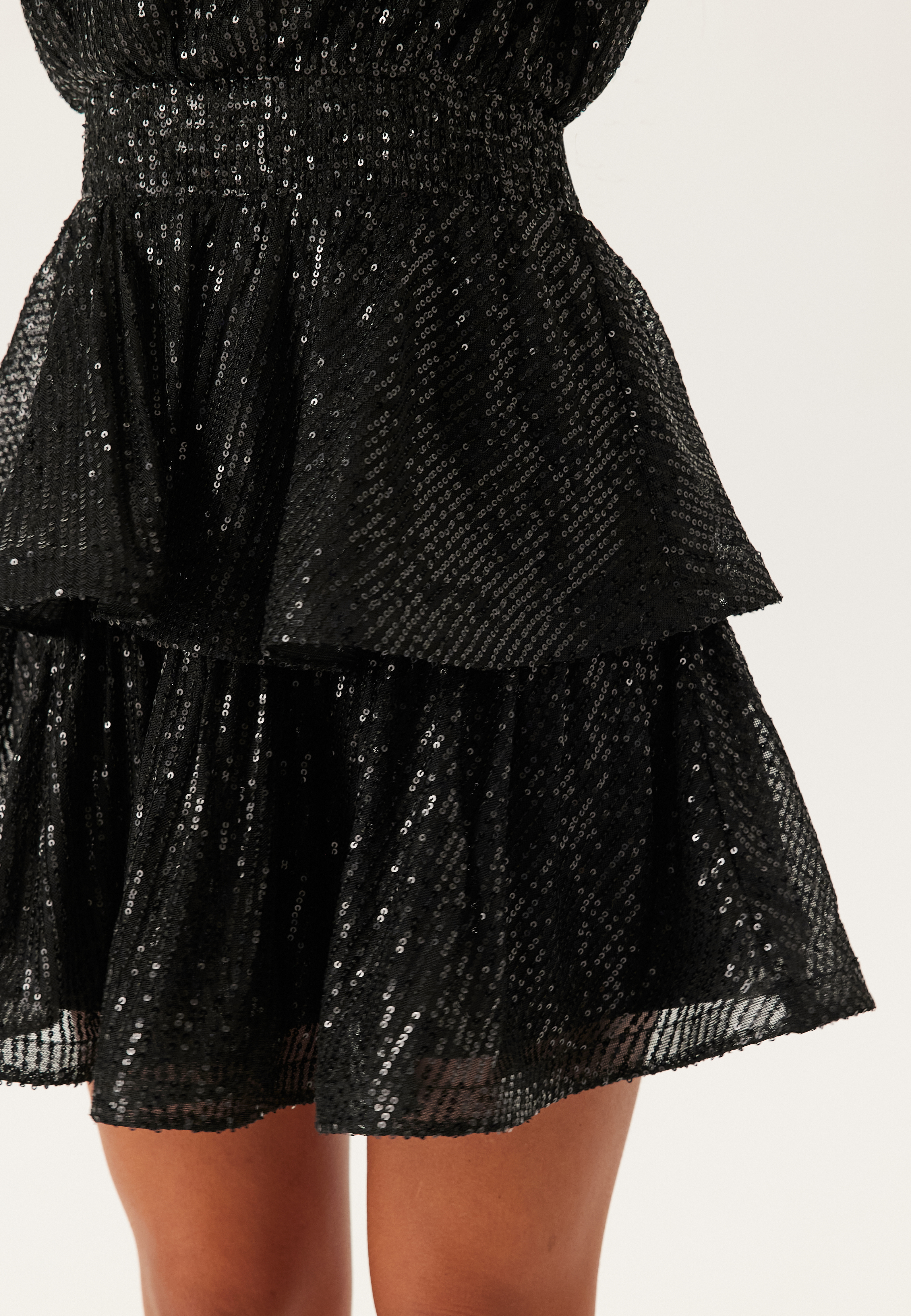 Flounce Balloon Sleeve Sequin Dress 4