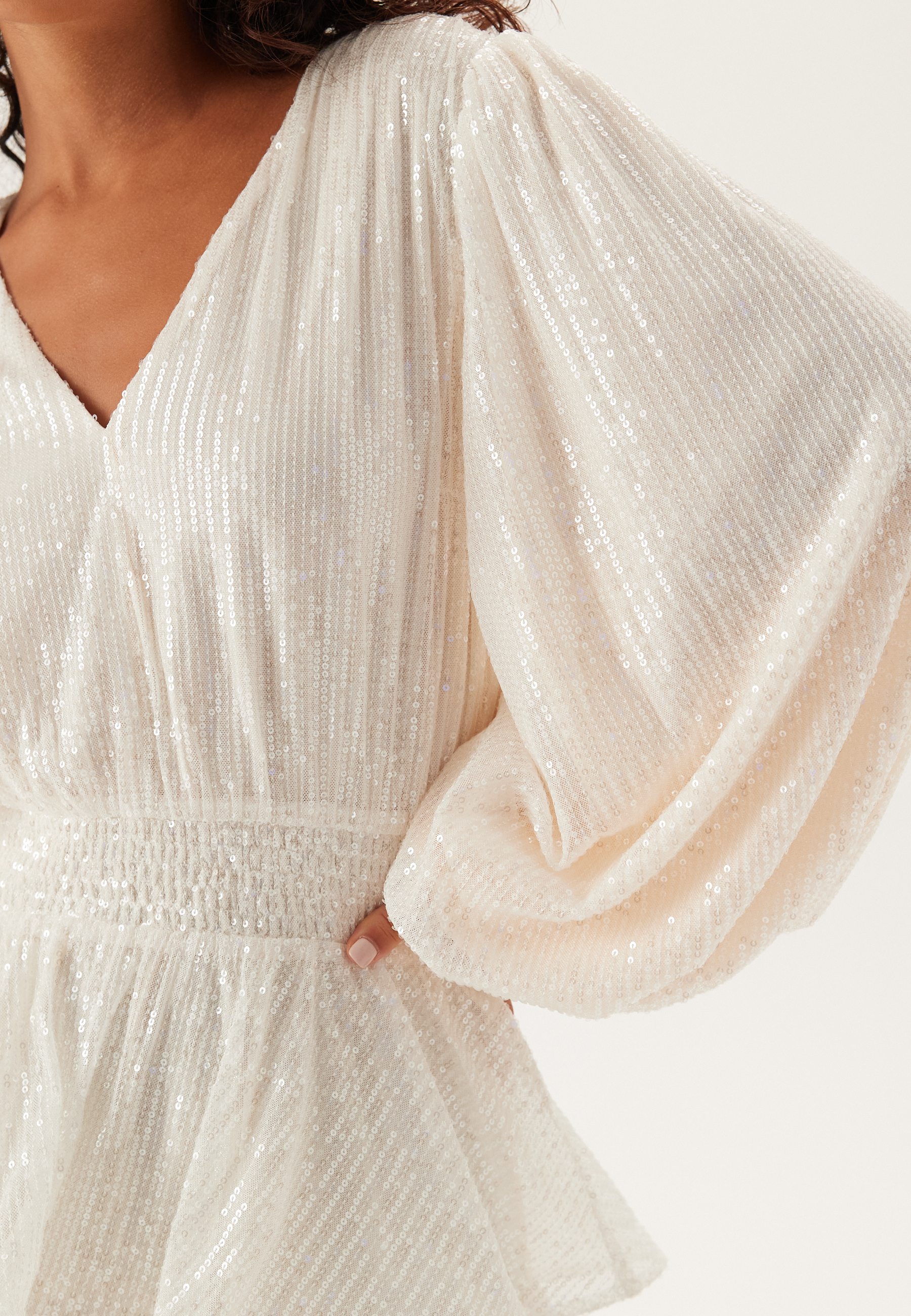 Flounce Balloon Sleeve Sequin Dress 6