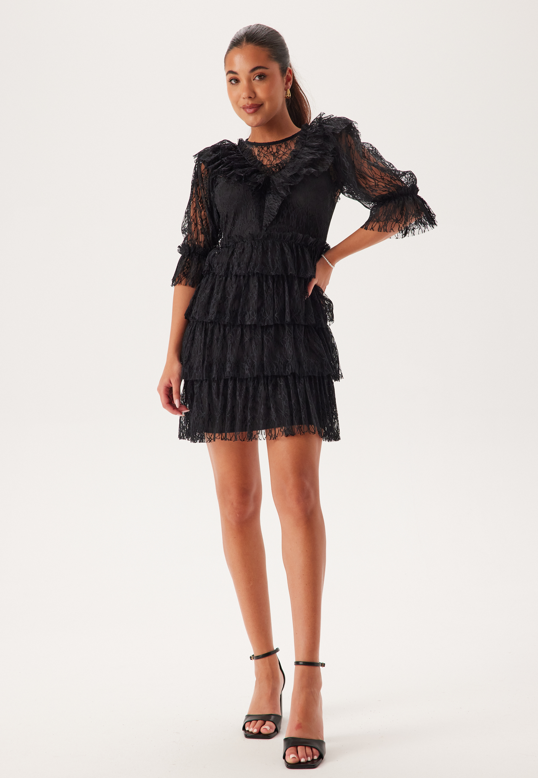 Lace Frill Puff Sleeve Dress 2