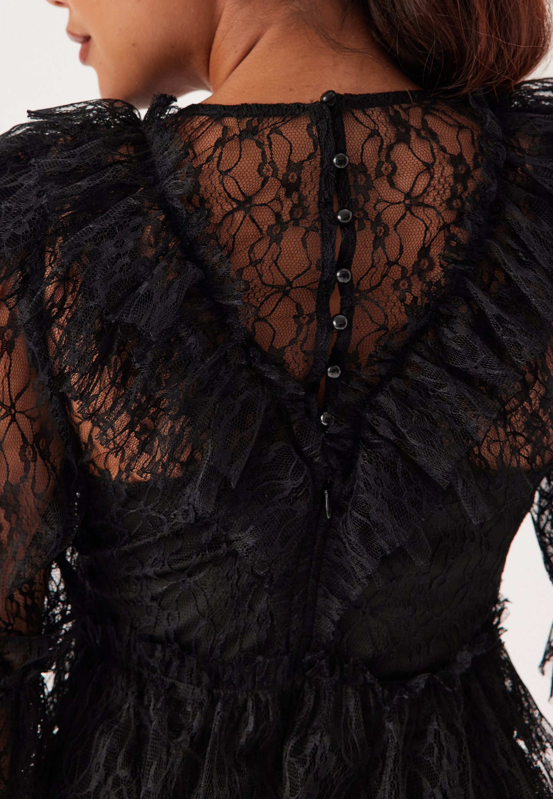 Lace Frill Puff Sleeve Dress 3