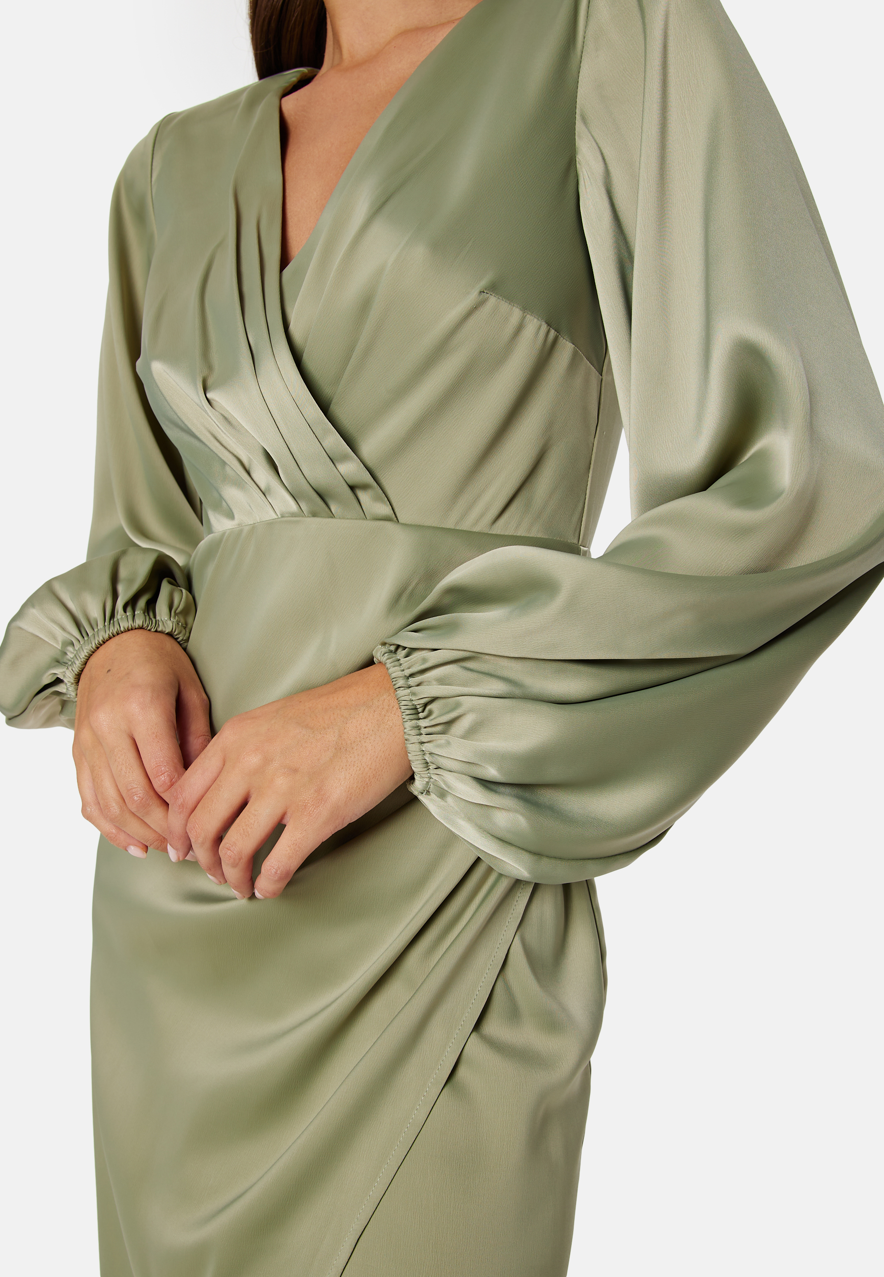 L/S wrap satin midi dress 3