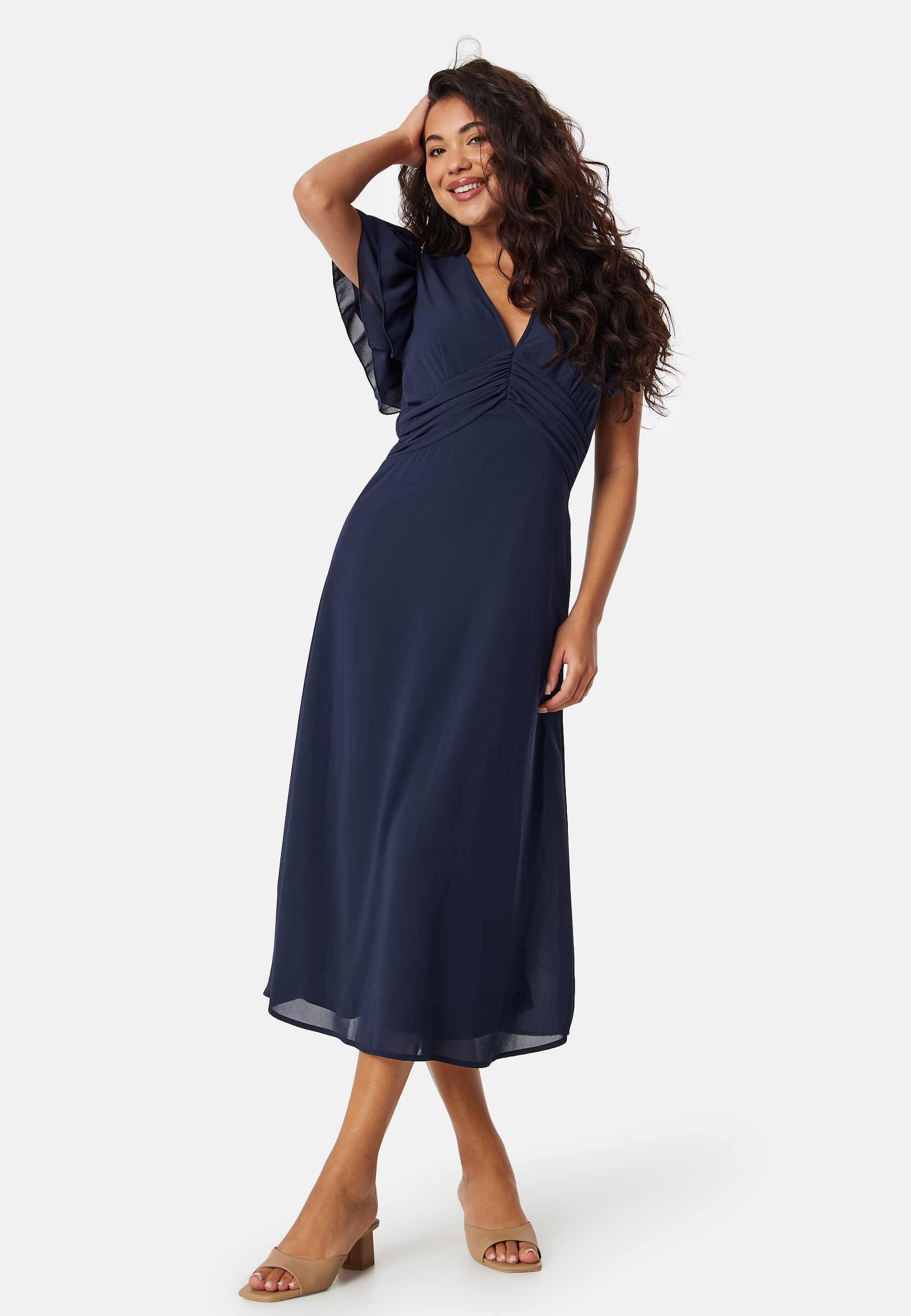 Flounce Sleeve Chiffon Dress