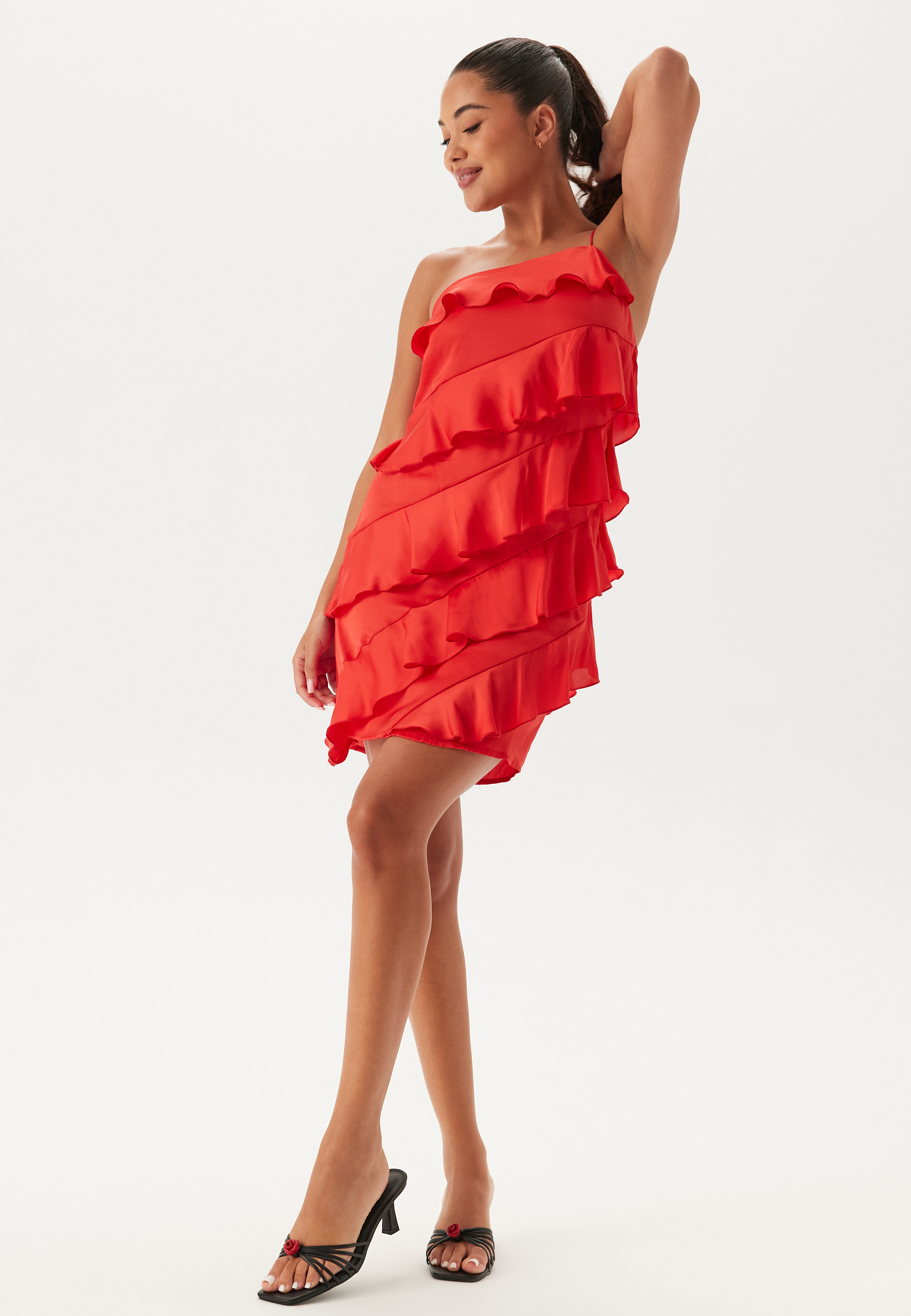 One shoulder Short Frill Dress 2