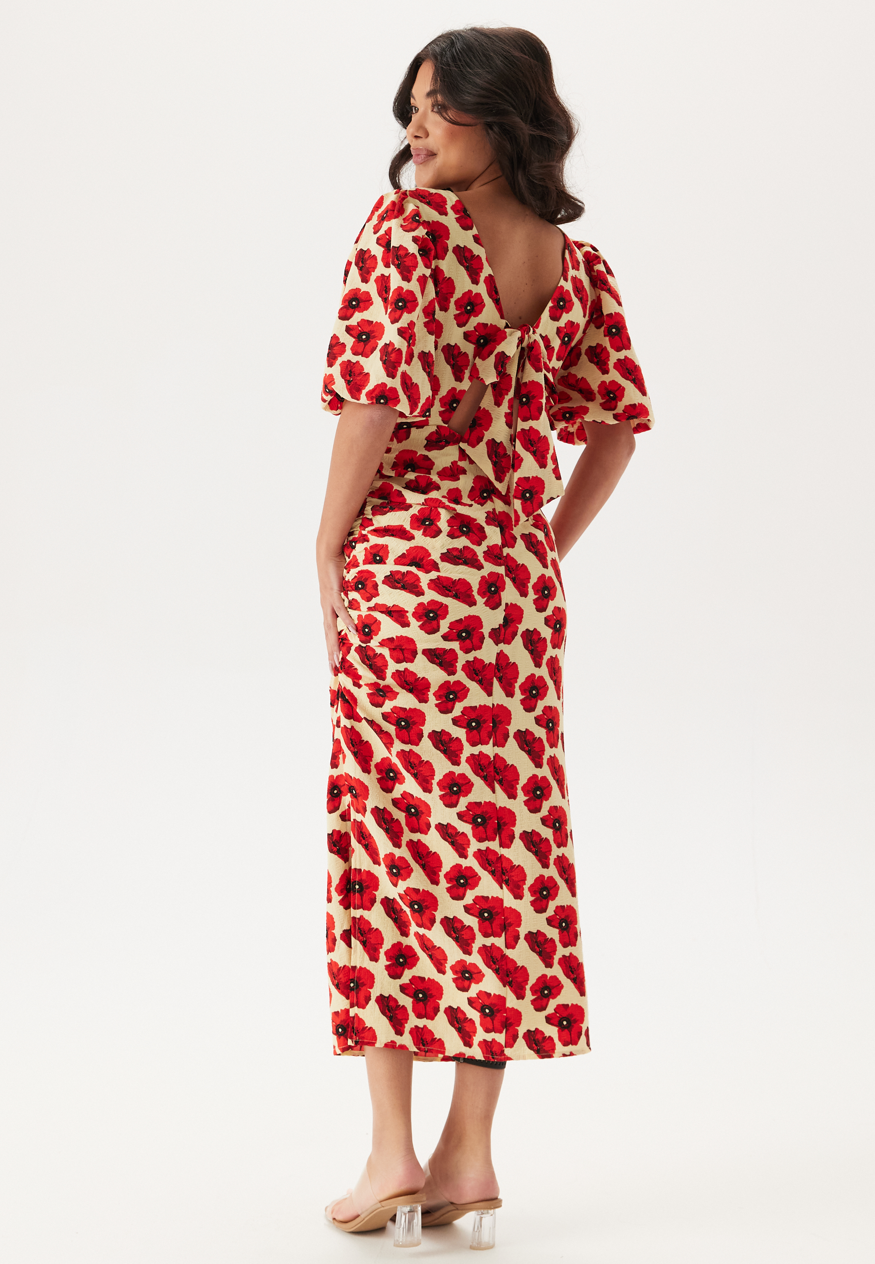 Puff Sleeve Bow Midi Dress 2