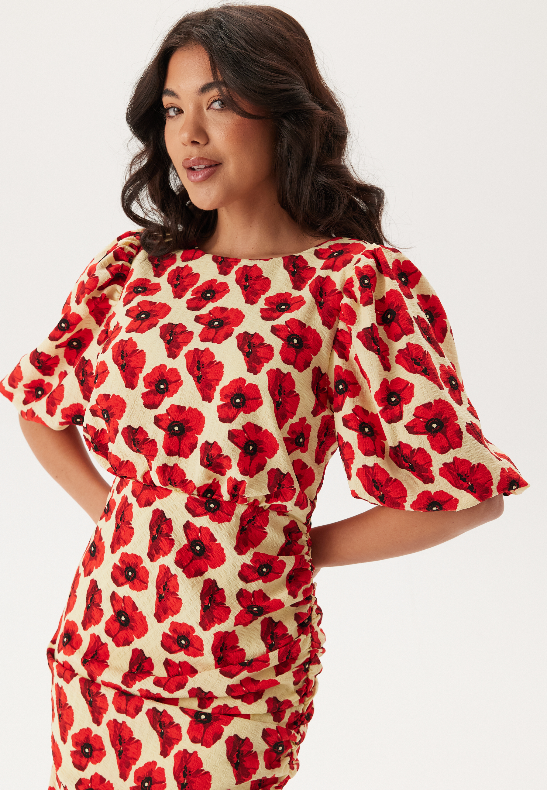 Puff Sleeve Bow Midi Dress 3