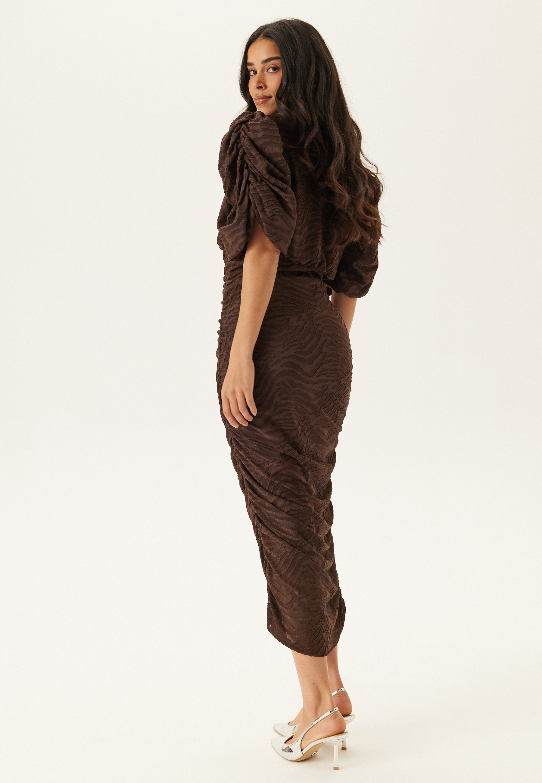 Ruched Puff Sleeve Dress 2
