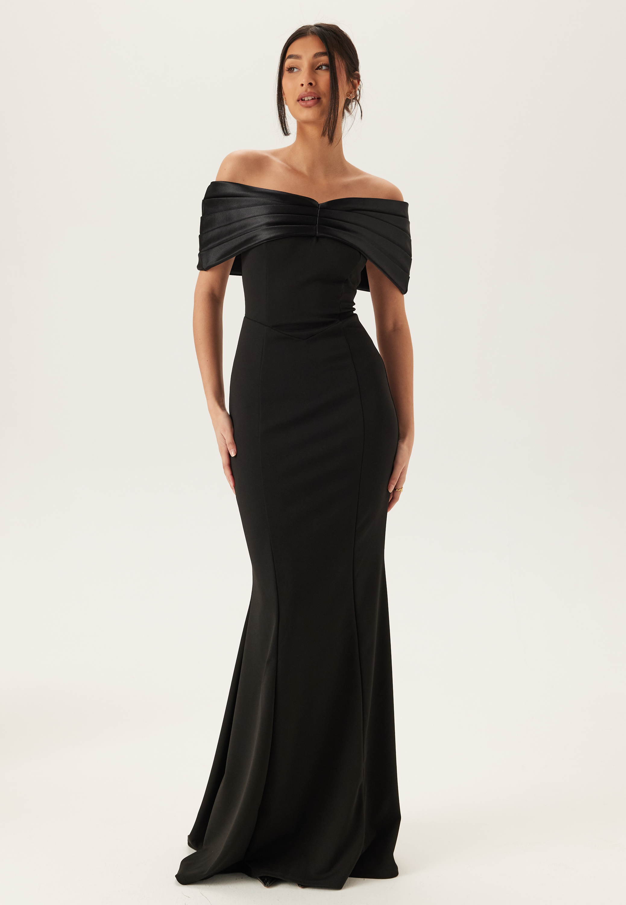 Satin Bow Off Shoulder Gown