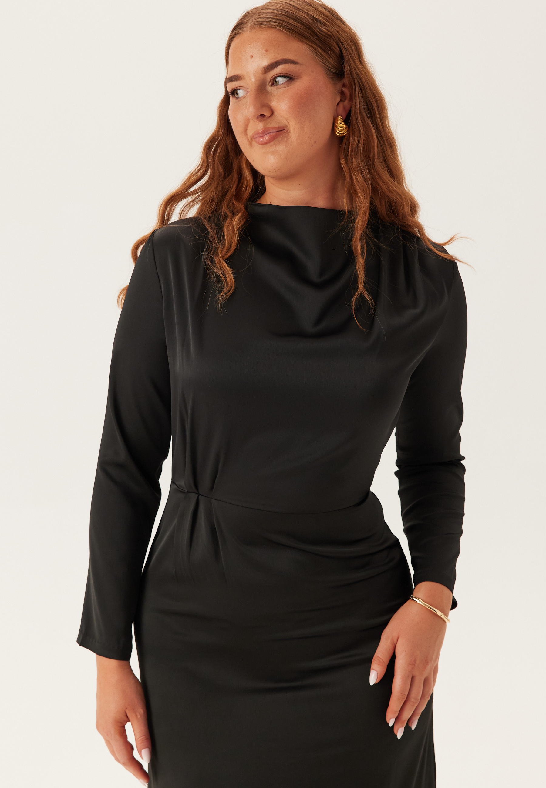 Satin Cowl Neck Midi Dress 2